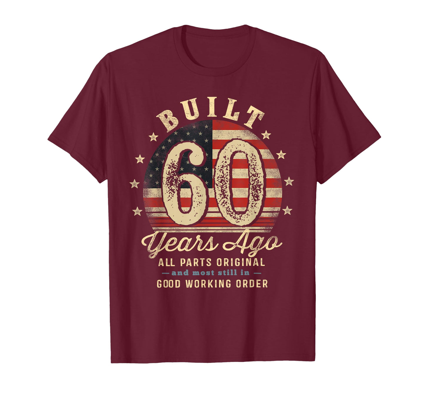 Built 60 Years Ago Funny 60th Birthday USA Flag T-Shirt