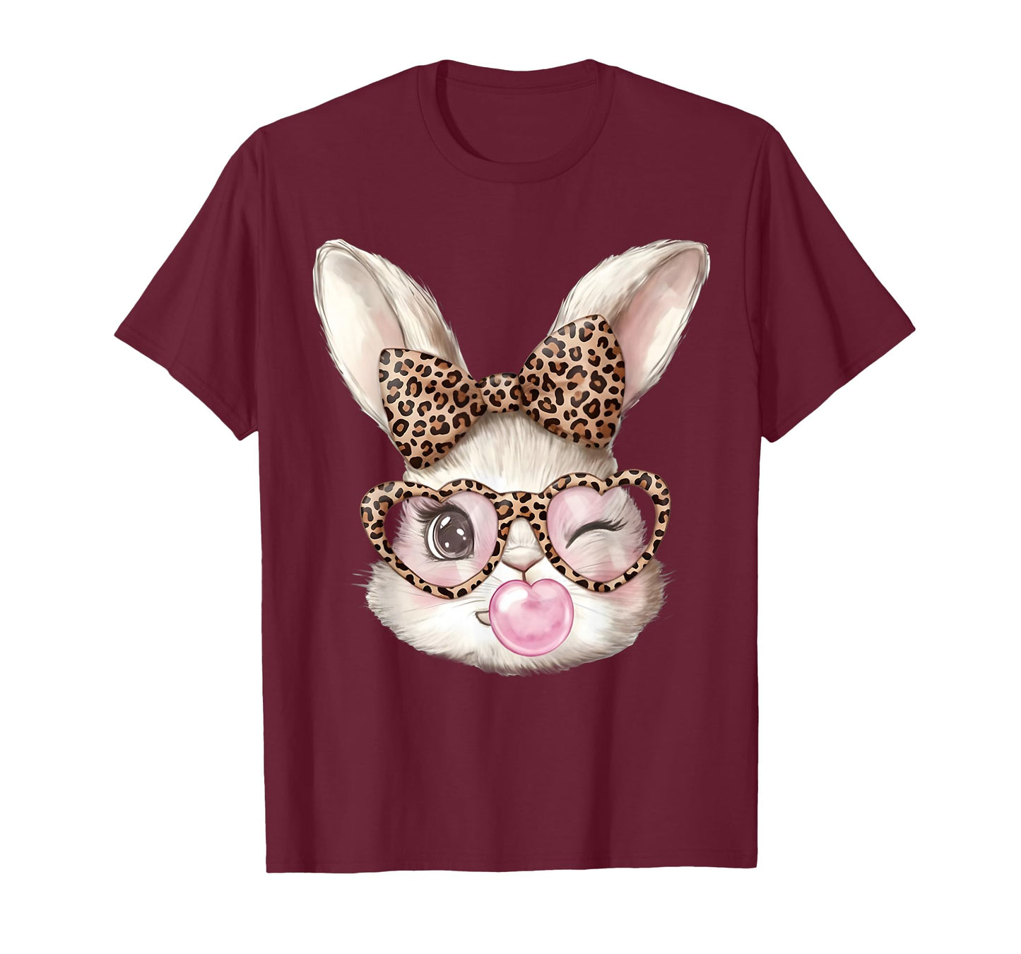 Easter Bunny Cute Glasses Leopard Bunny Rabbit Easter Girls T-Shirt