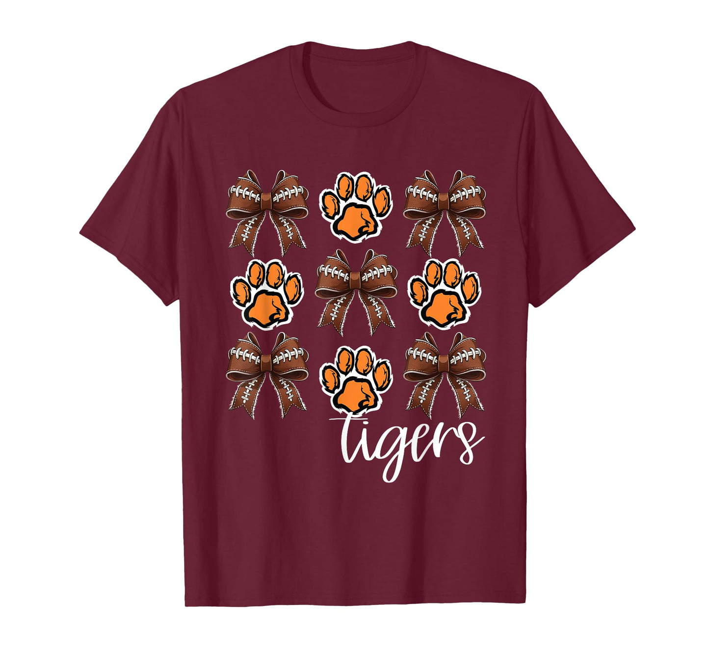 Tigers Football Mom Coquette Bows Game Day Orange Tigers T-Shirt