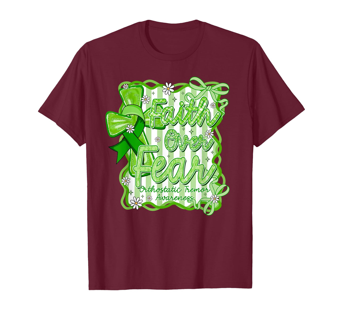 Preppy Orthostatic Tremor Awareness Faith Over Fear Coquette T-Shirt
