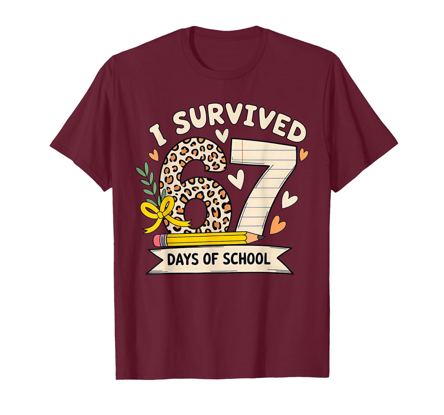 I Survived 67 Days of School Leopard Student Style T-Shirt