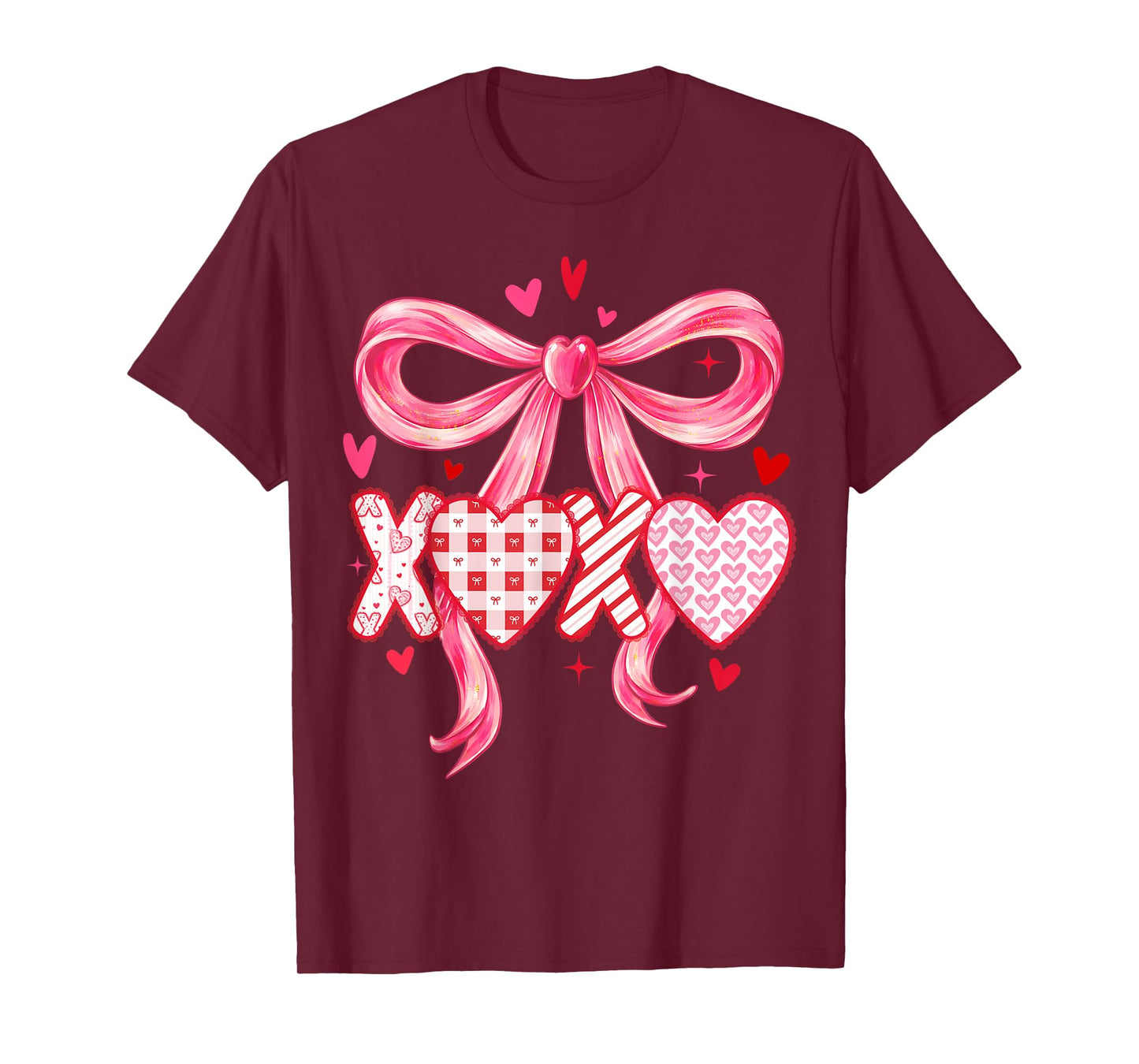 Preppy XOXO Valentines Day Coquette Bow Girls Women Loved T-Shirt