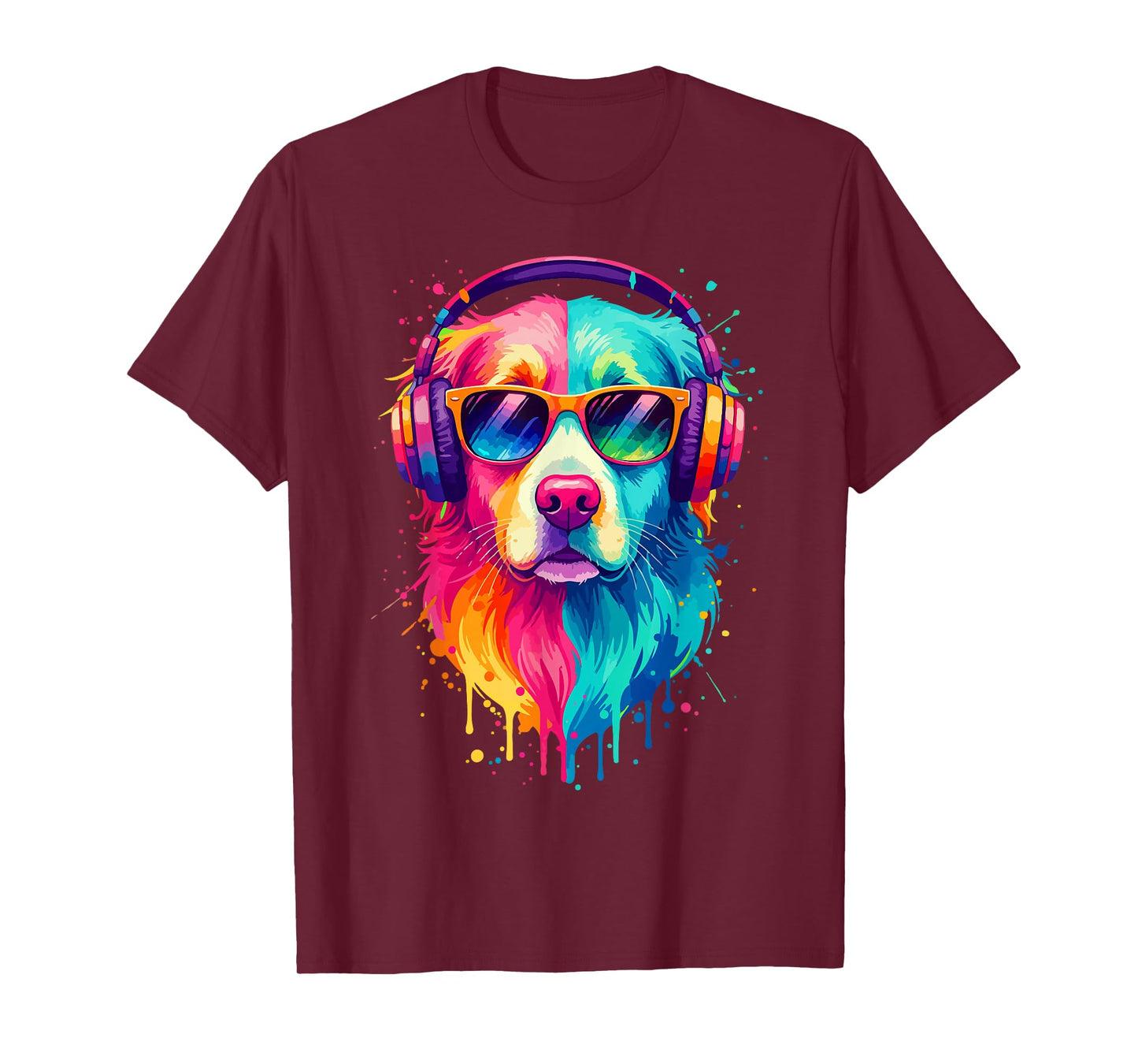 Dog Wearing Headphones and Sunglasses EDM Rave Design T-Shirt