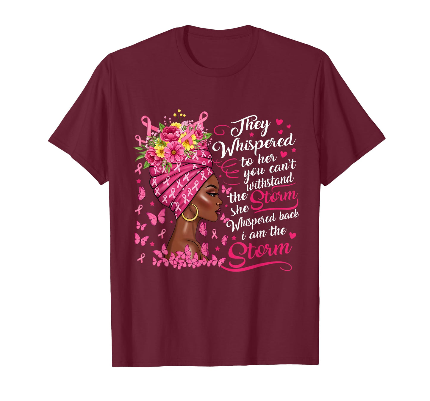 Breast Cancer Warrior Pink Ribbon I'm The Storm Black Women T-Shirt