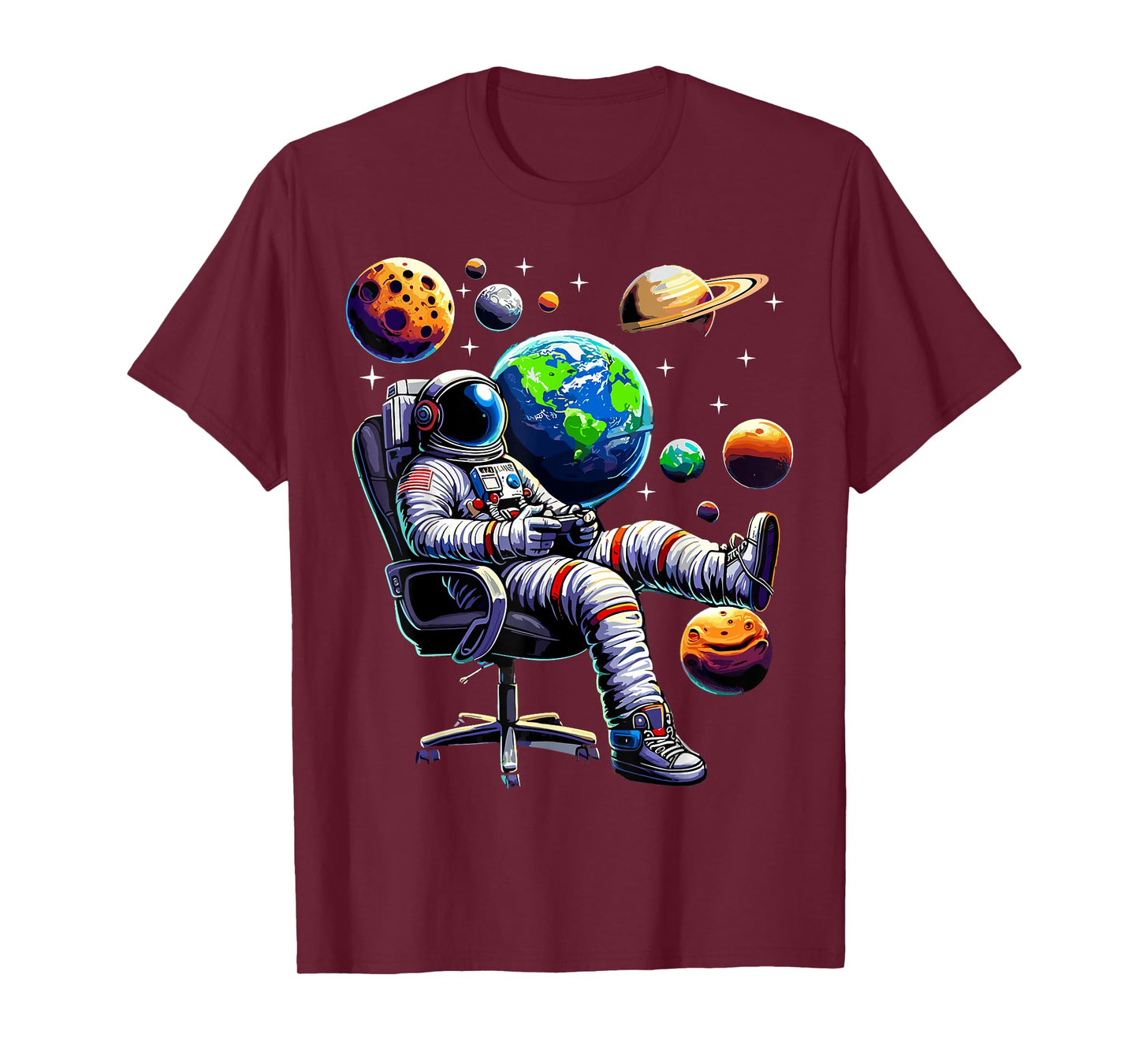 Astronaut Gamer Space Gaming System Planets T-Shirt