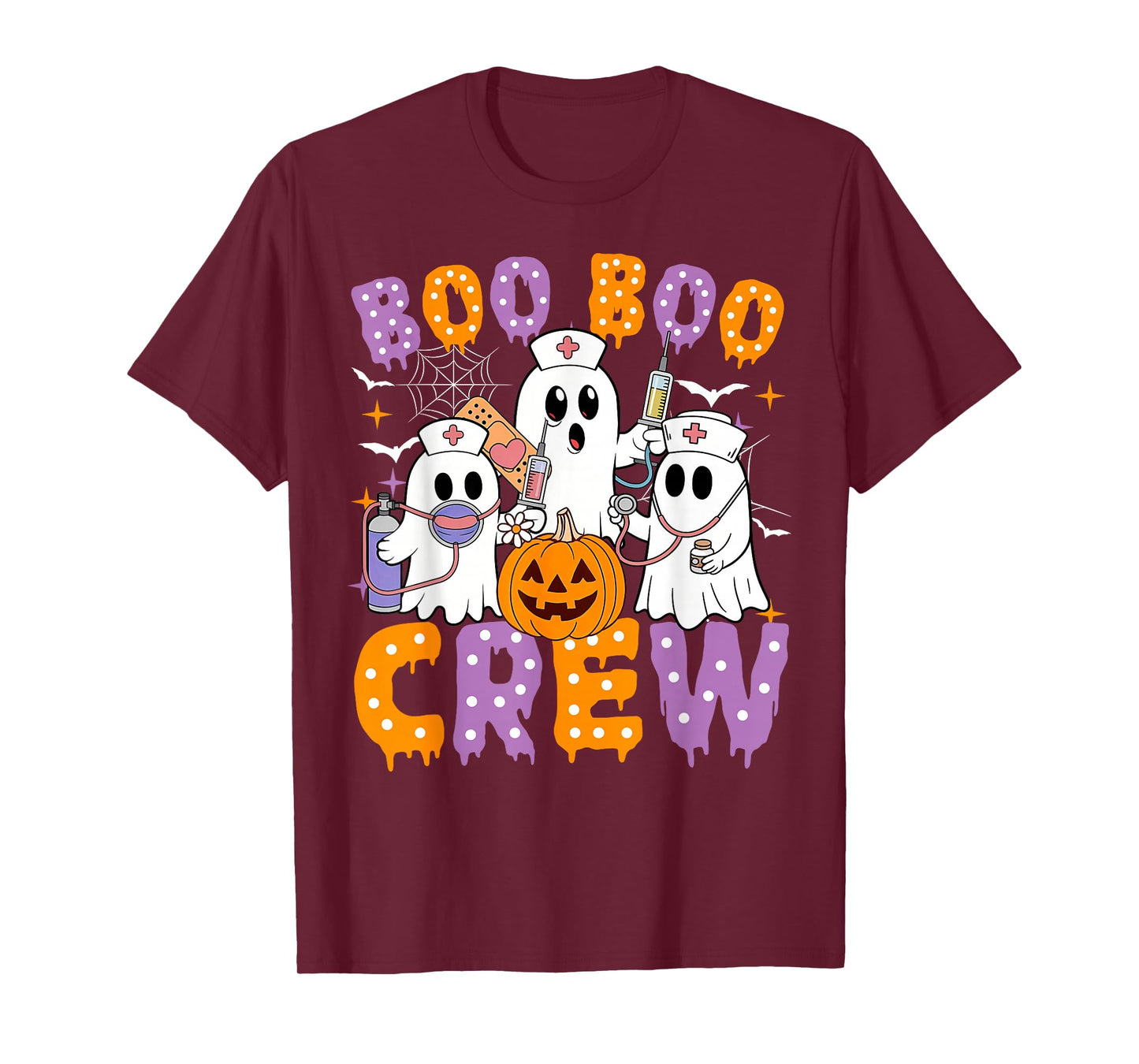 Boo Boo Crew Nurse Ghost Scrub Halloween Custom Women Men T-Shirt