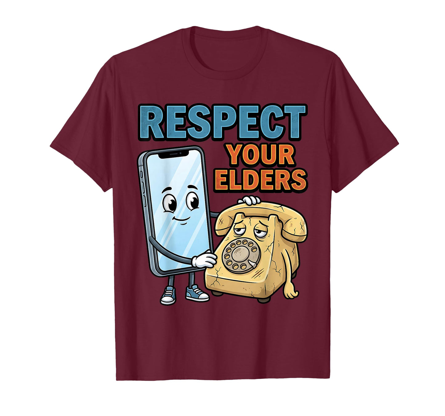 Respect Your Elders Retro Phone Technology Humor T-Shirt