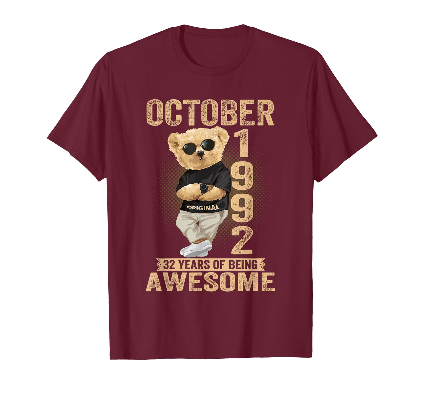 October 32th Birthday Men Women 1992 Awesome Teddy Bear T-Shirt