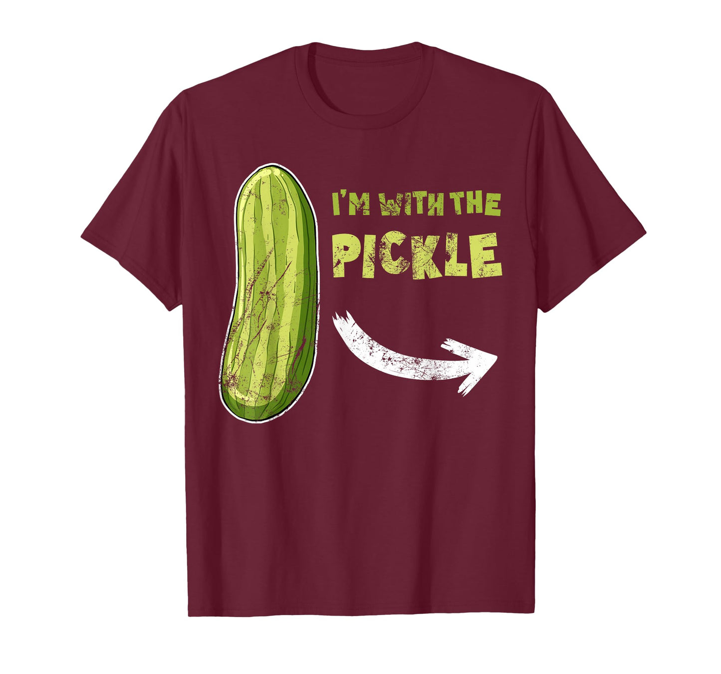 Funny Pickle 'I'm With The Pickle' Matching Halloween T-Shirt for Couples & Families, Black, Unisex, Short Sleeve, Cotton, Small