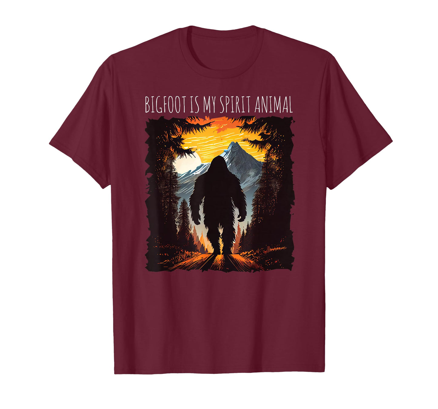 Bigfoot is My Spirit Animal Bigfoot Hiking Mountains Funny T-Shirt