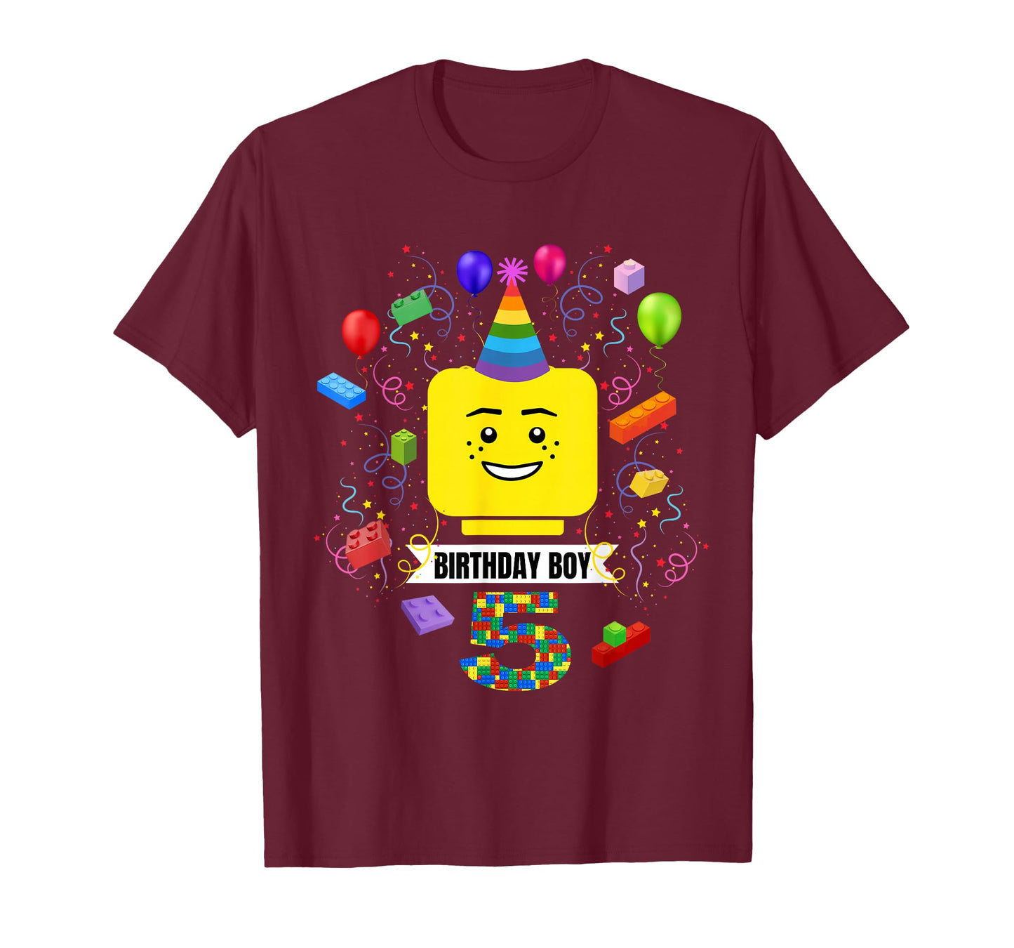 Building Bricks Birthday Boy 5 5th Master Builder Blocks T-Shirt