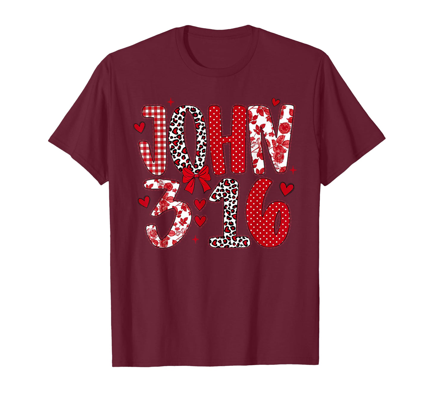 John 3 16 Preppy Valentine Love Christian Bible Verses Jesus T-Shirt