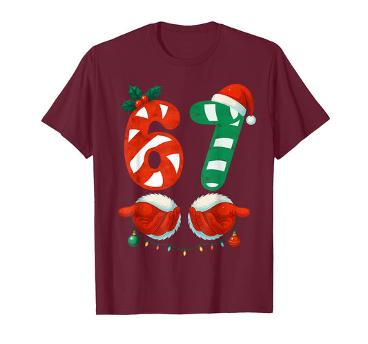 67 Christmas 6 7 Meme Cute Candy Cane 67 Meme Xmas Holiday T-Shirt