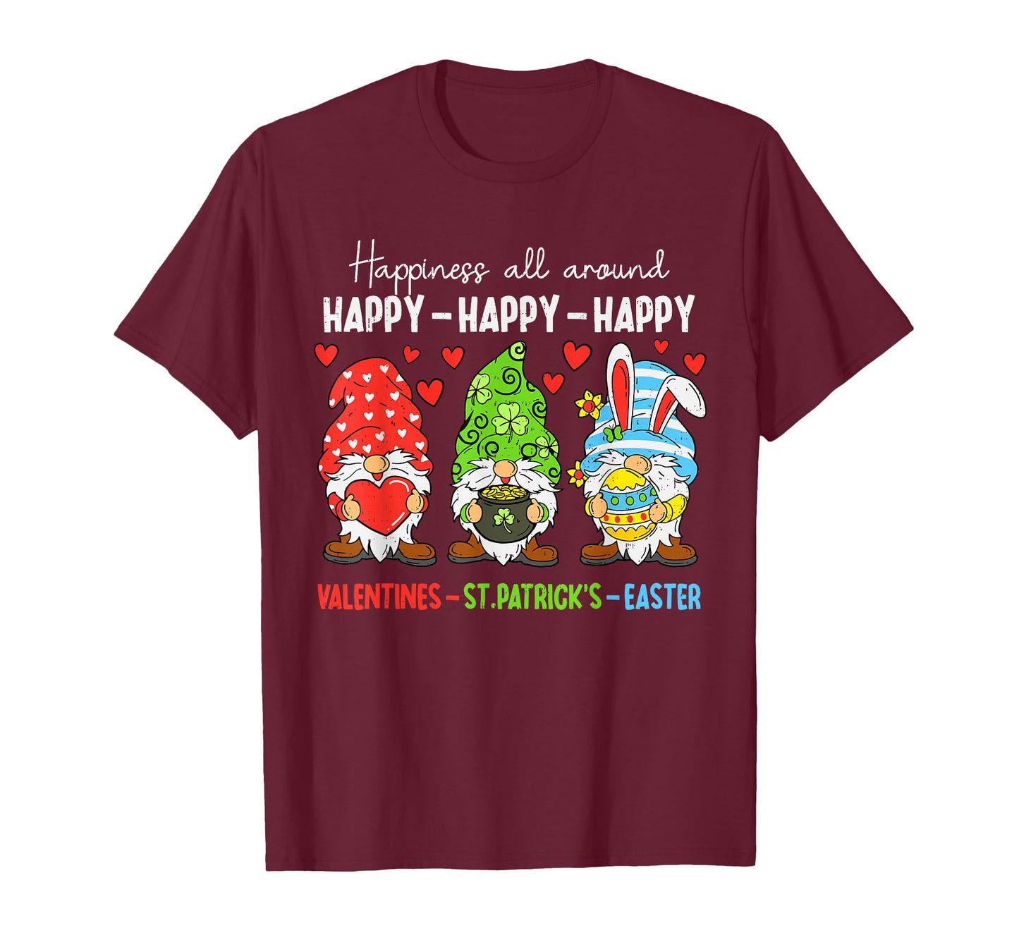 Cute Gnome Happy Valentines St Patricks Easter Holiday Funny T-Shirt