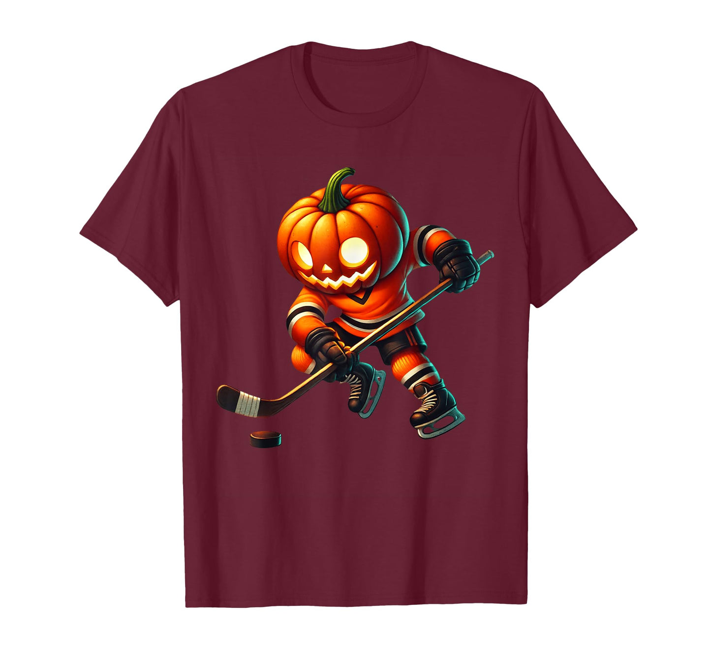Ice Hockey Pumpkin Face Halloween Costume Men Boys Kids T-Shirt