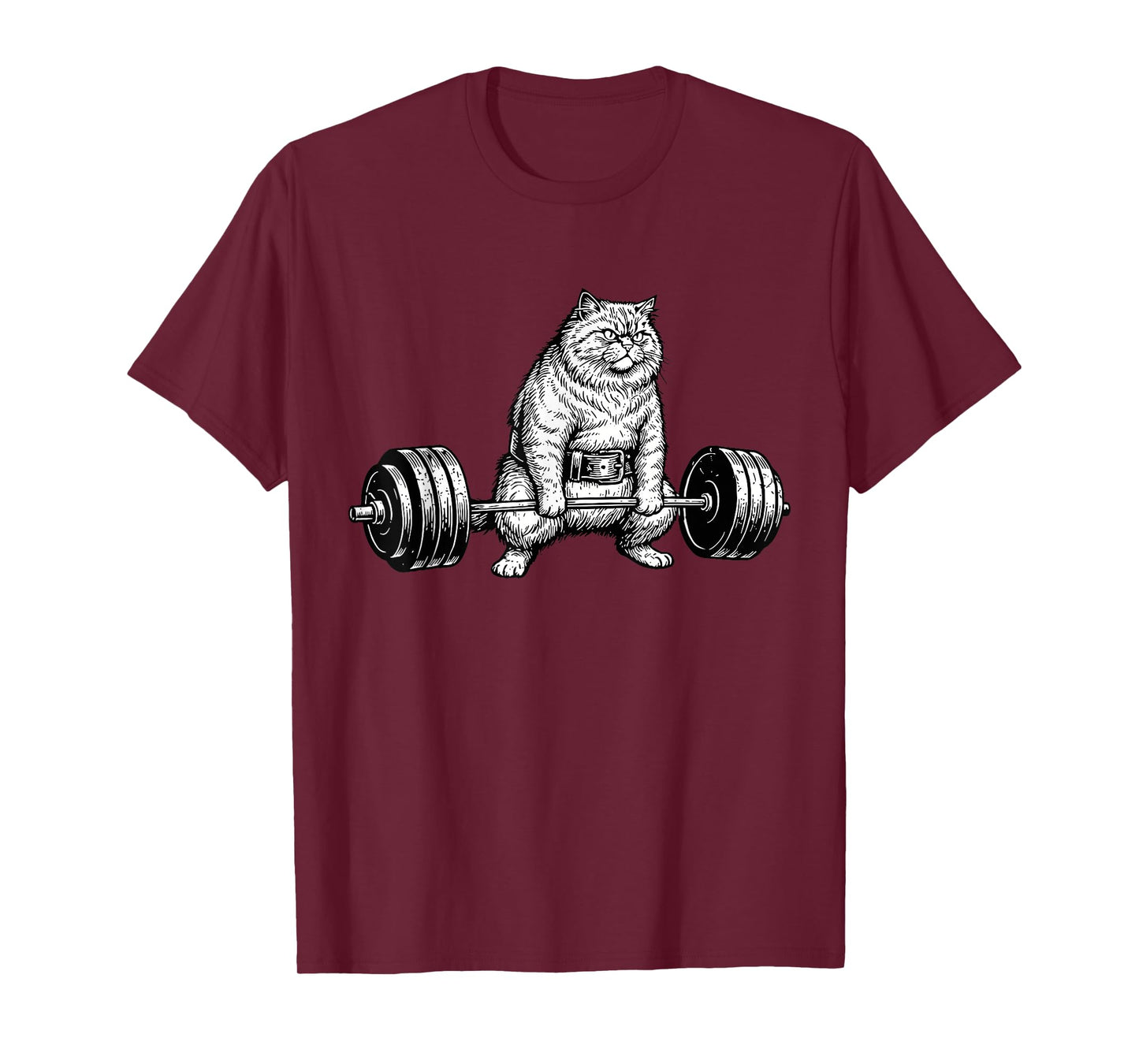 Retro Cat Deadlift Powerlifting Funny Gym Weight Lifting T-Shirt