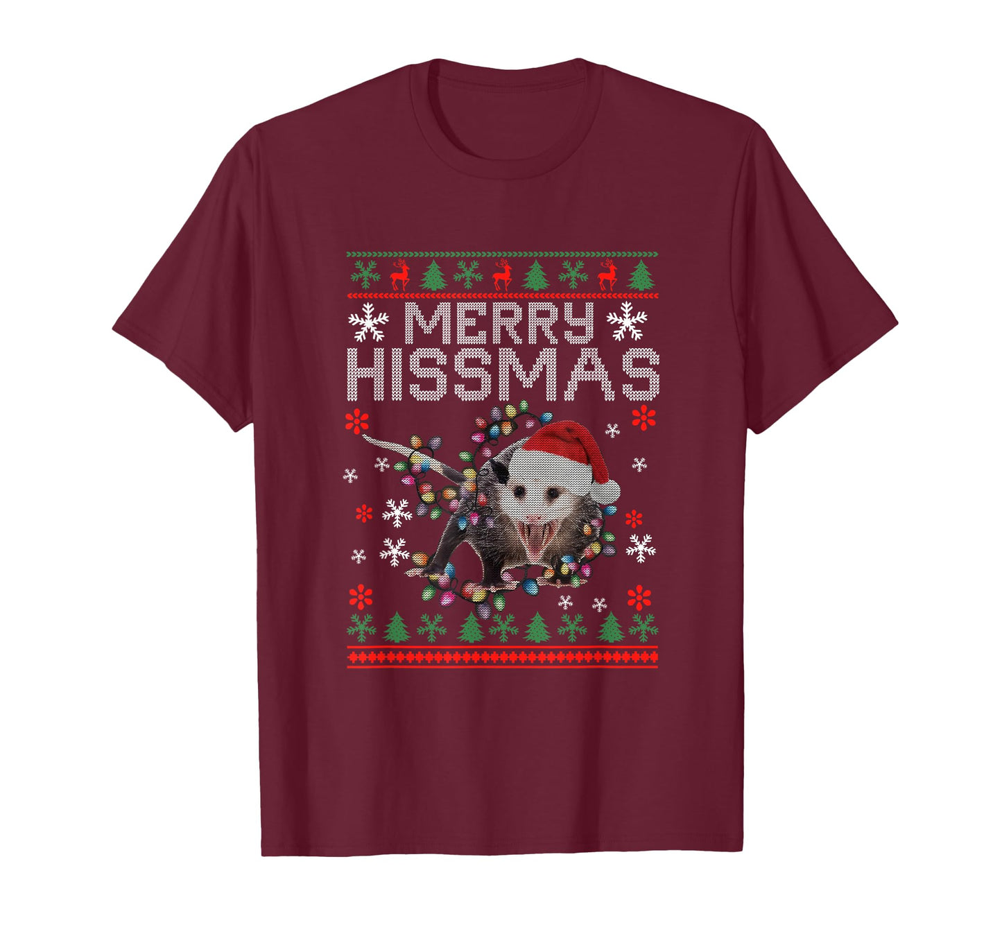 Funny Xmas Merry Hissmas Possum Lovers Opossum Christmas T-Shirt