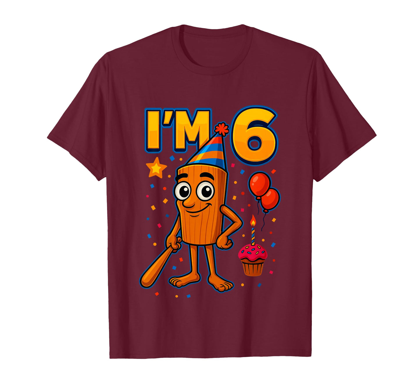 Boy Tung Tung Sahur 6 Year Old Italian Brainrot 6th Birthday T-Shirt