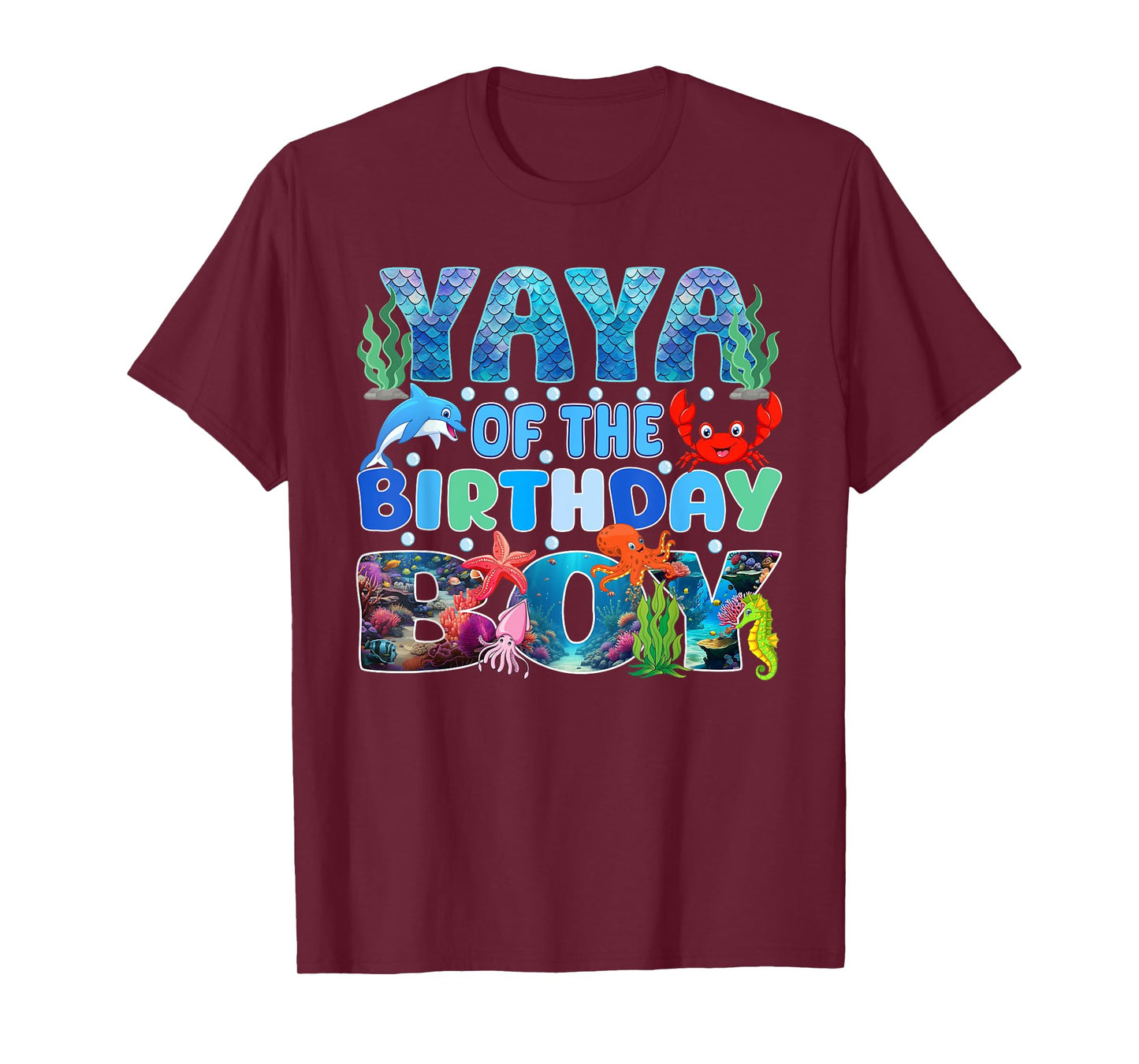 Yaya of The Birthday Boy Aquarium Sea Animals Matching T-Shirt