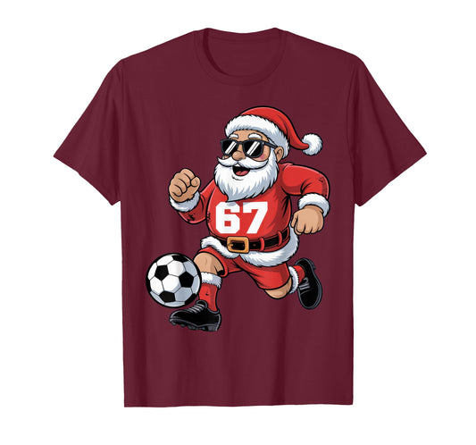 67 Soccer Santa Design for Christmas Sports Fans T-Shirt