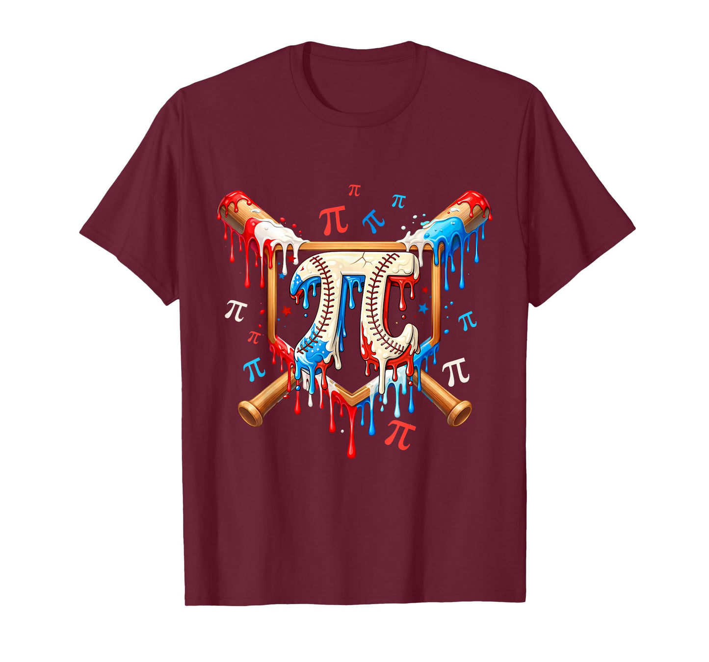 Happy Pi Day Baseball 3.14 Pi Symbol Kids Ice Cream Drip Boy T-Shirt