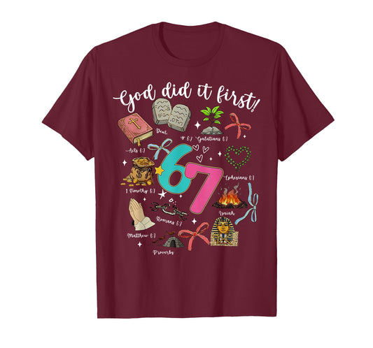 Funny God Did It First 67 Meme Jesus Christian Bible T-Shirt
