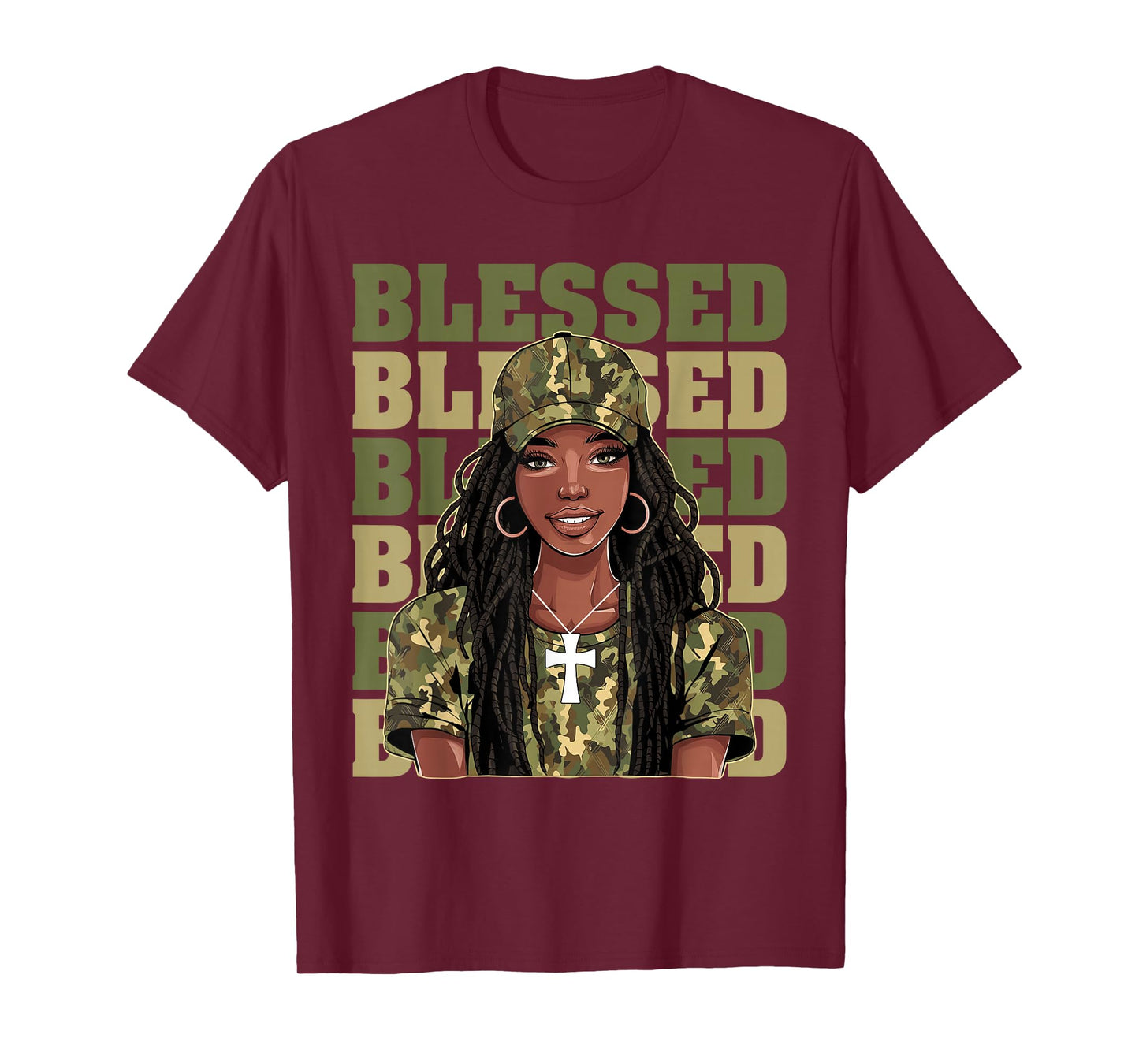 Blessed Black Woman Afro African American Christian Saying T-Shirt