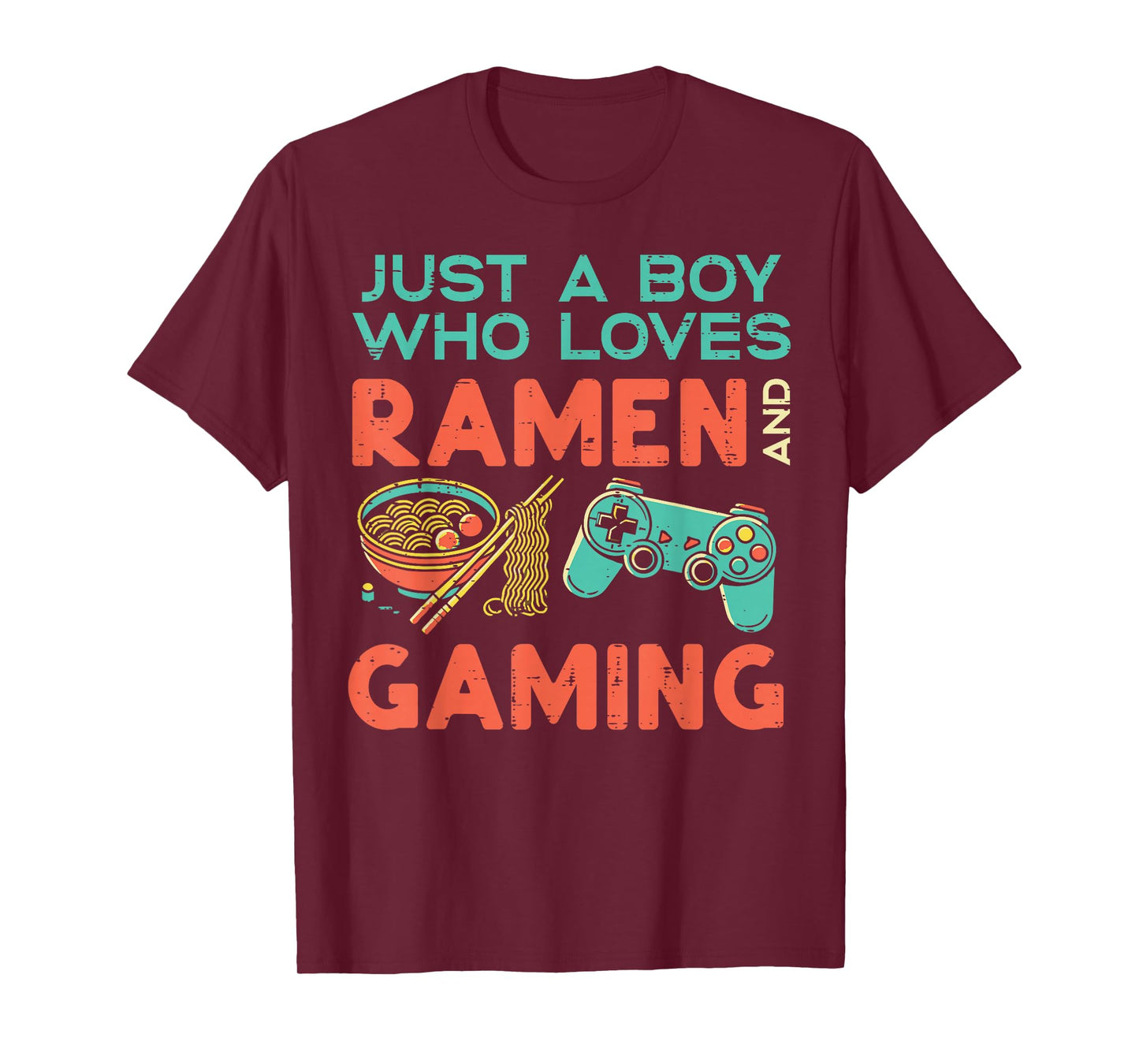 Just Boy Who Loves Ramen Gaming Gamer Boys Kids Youth Men T-Shirt