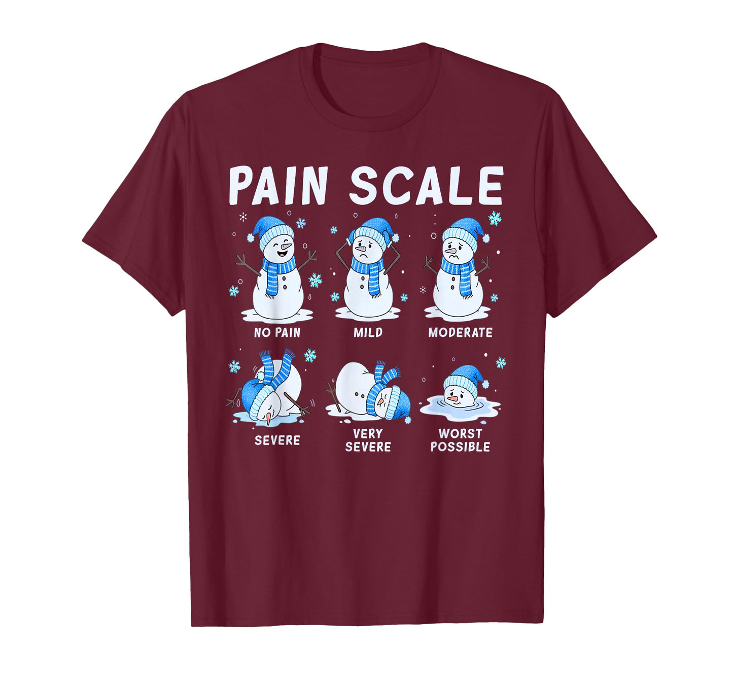Pain Scale Snowman Nurse Christmas Xmas Snow Pajamas Holiday T-Shirt