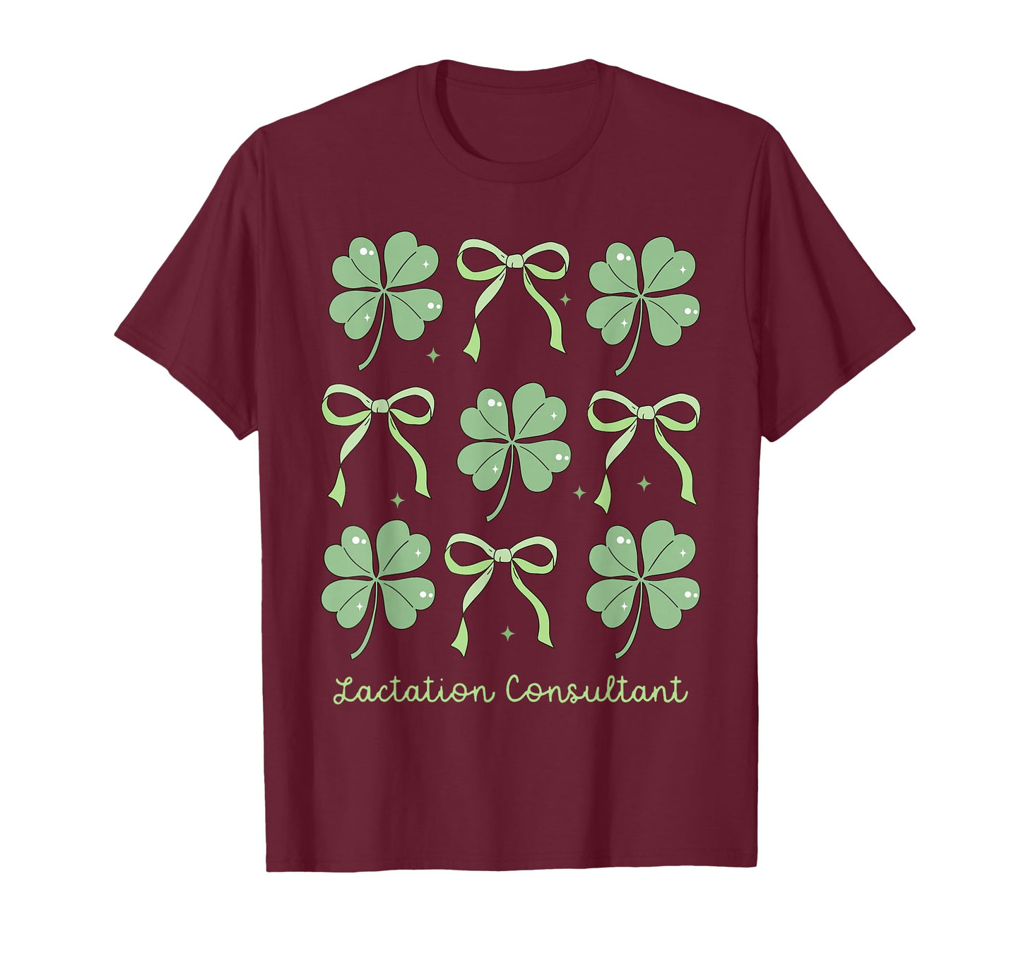 Coquette Bow Shamrock Lactation Consultant St Patrick's Day T-Shirt