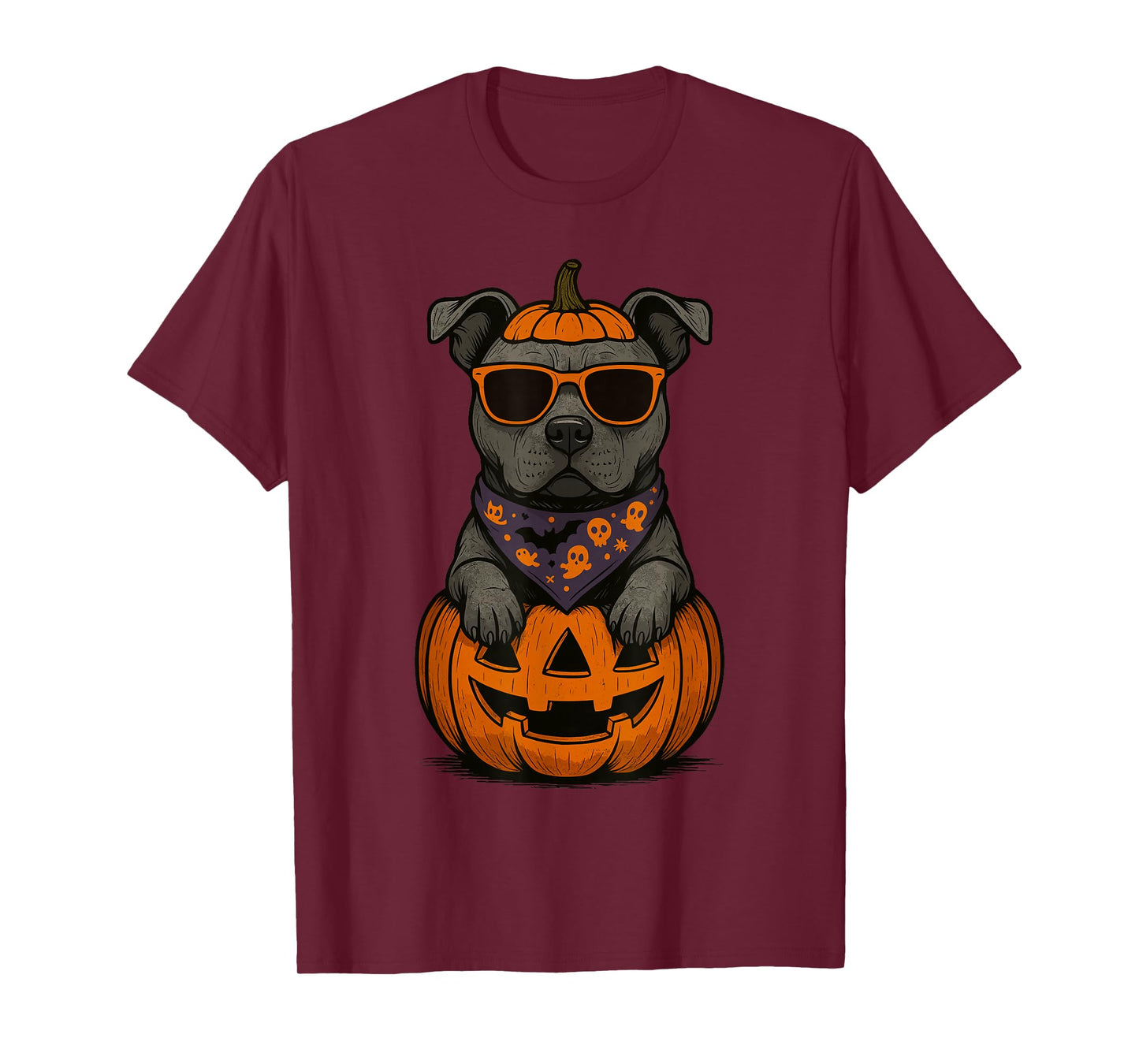 Spooky Pit Bull Pumpkin Halloween Dog Lover T-Shirt
