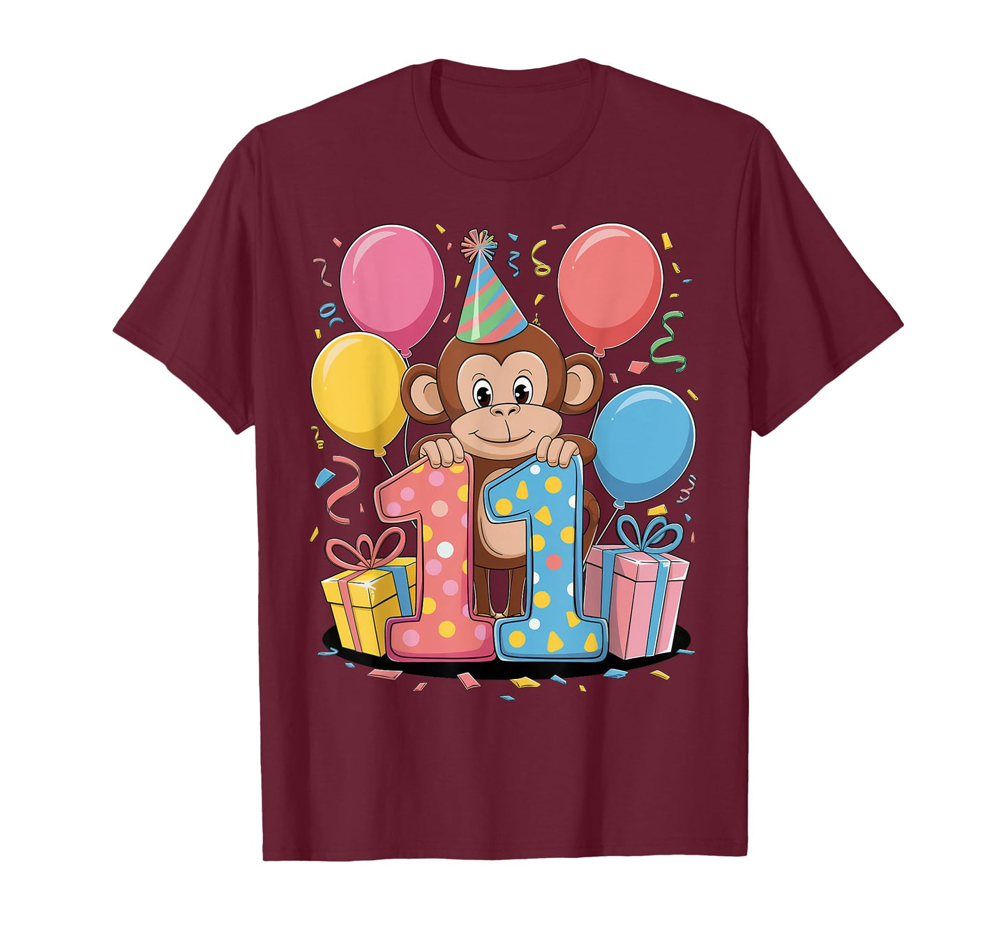 Monkey 11th birthday boy girl 11 years old eleventh Monkey T-Shirt