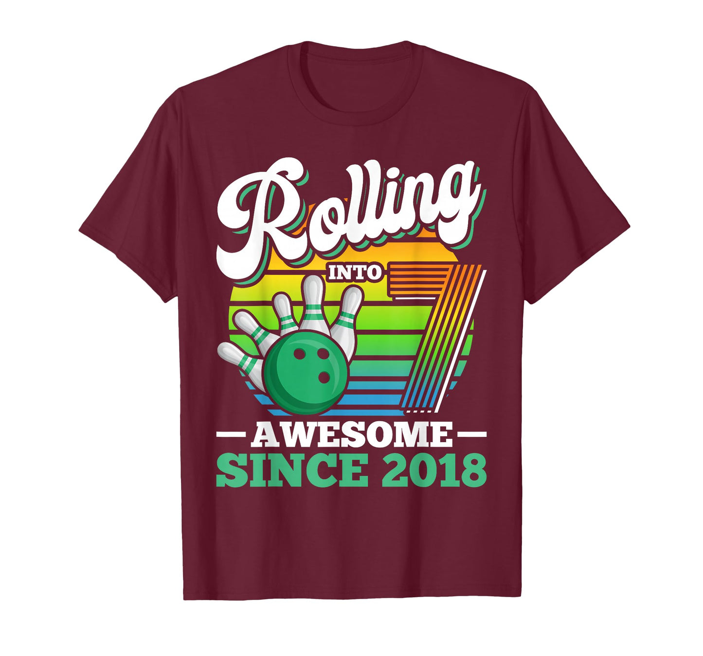 Bowling Birthday Party Rolling Into 7 Years Boy 7th Birthday T-Shirt