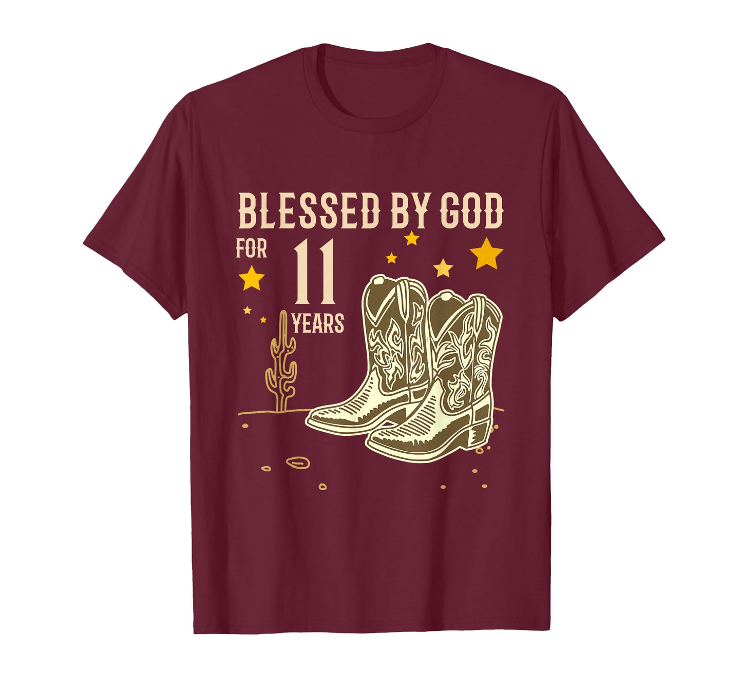 Vintage Blessed by God for 11 Years Cowboy 11th Birthday Boy T-Shirt