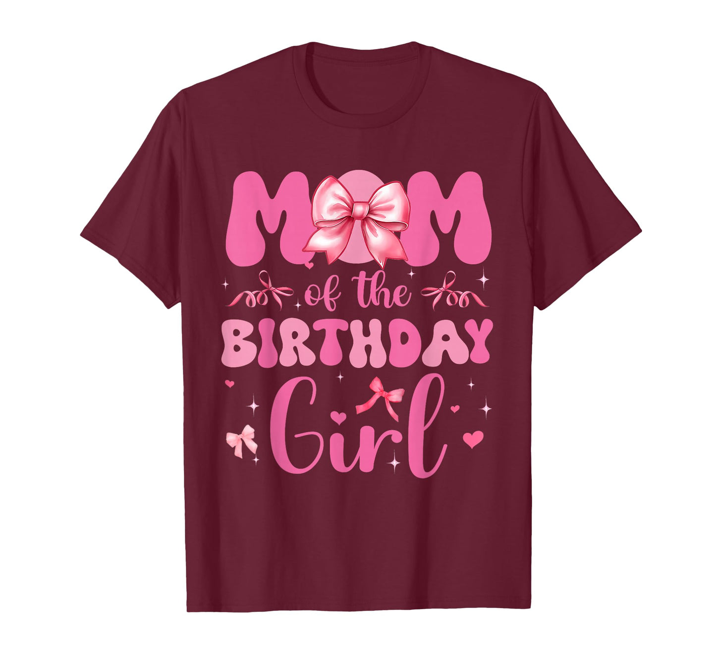 Mom Of The Birthday Girl Pink Coquette Bow Family Matching T-Shirt