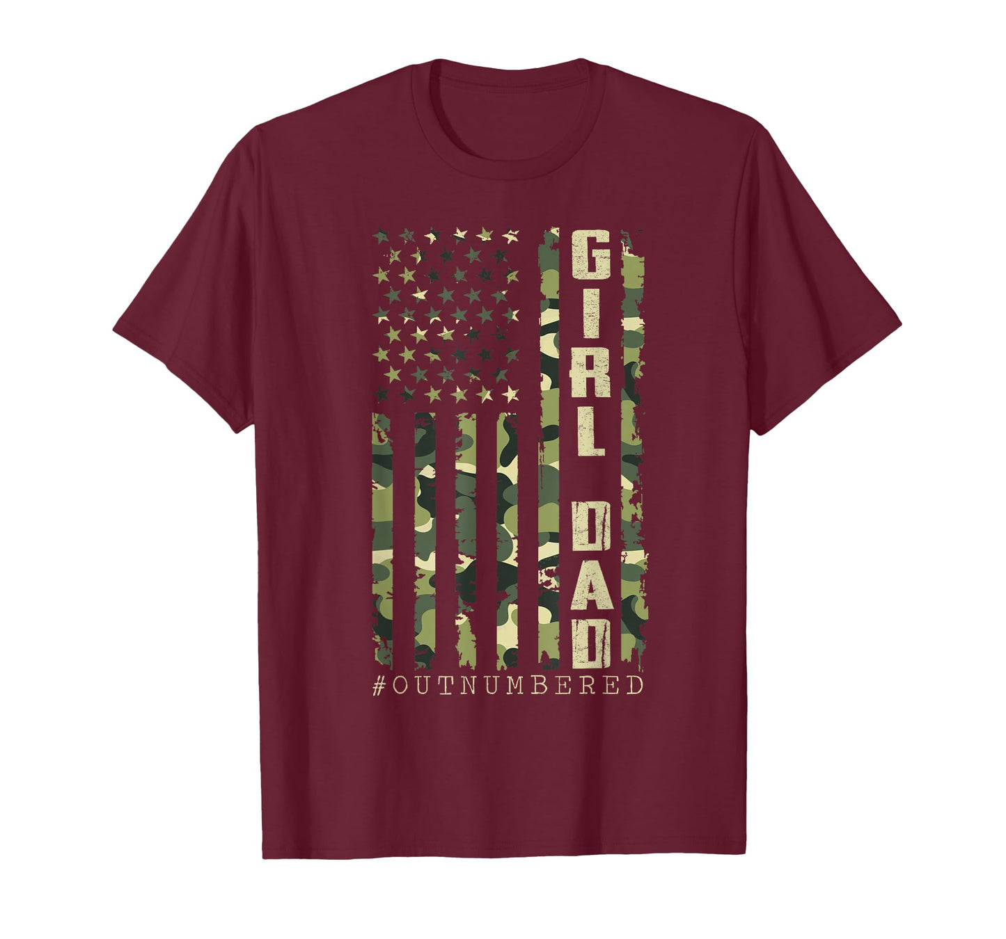 Dad of Girl Camo American Flag Father's Day Military Daddy T-Shirt