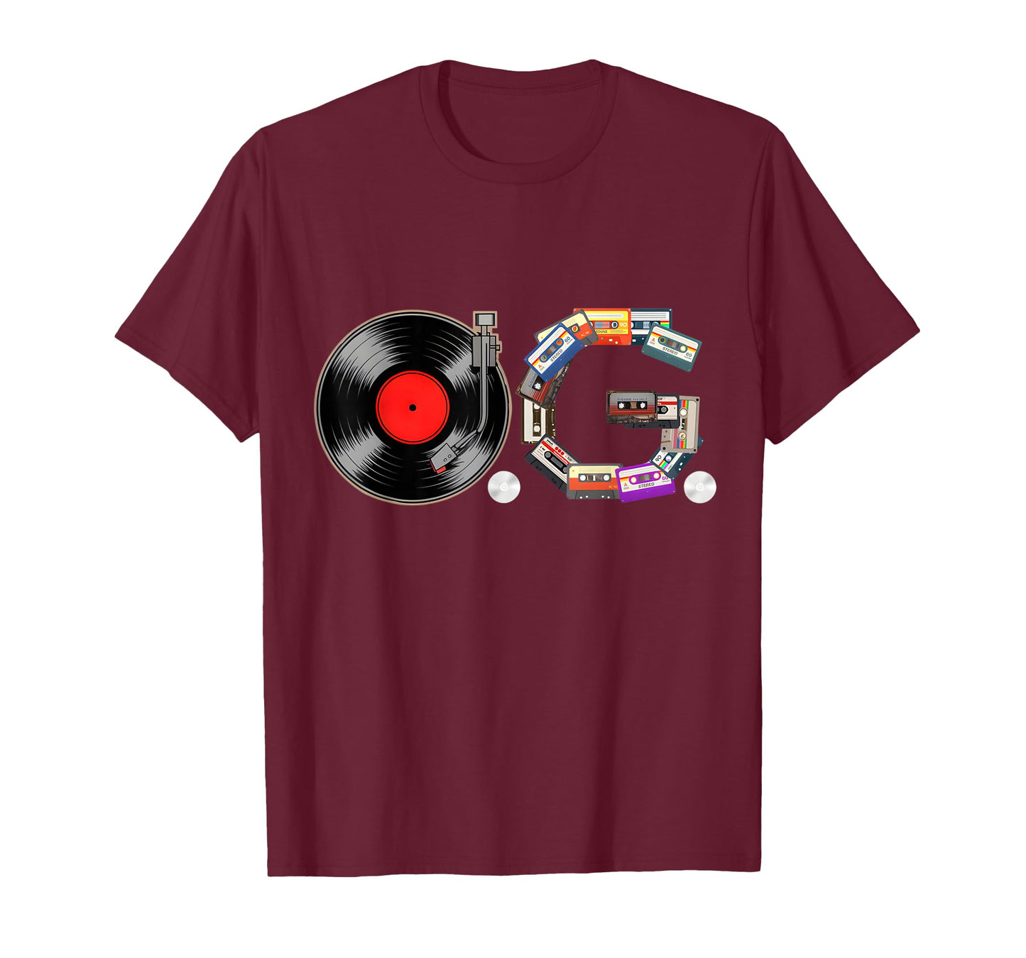 Old School OG Hip Hop Head Vinyl, CDs, Tapes 80s 90s Retro T-Shirt