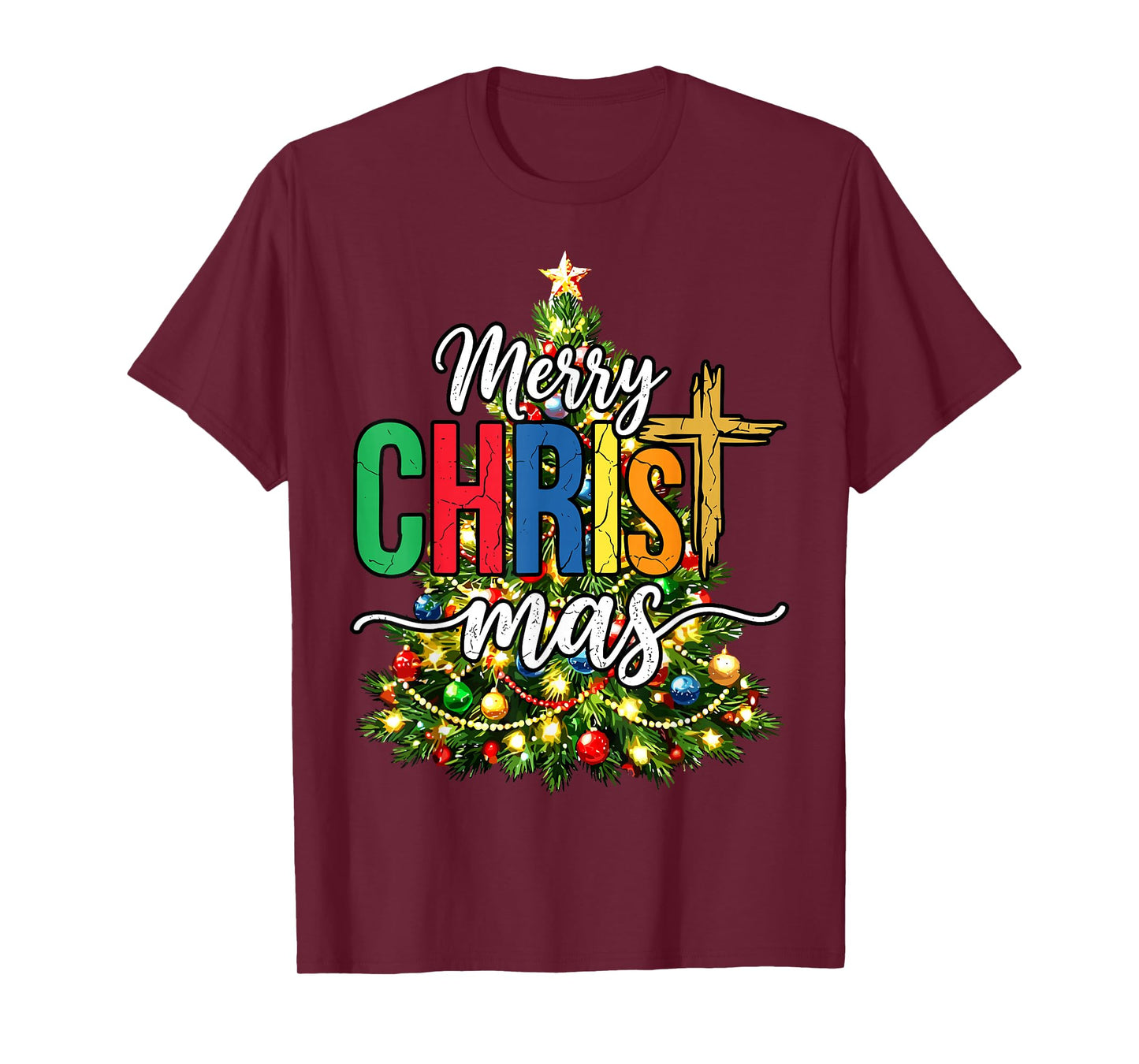 Merry Christmas Tree Christian Xmas T-Shirt