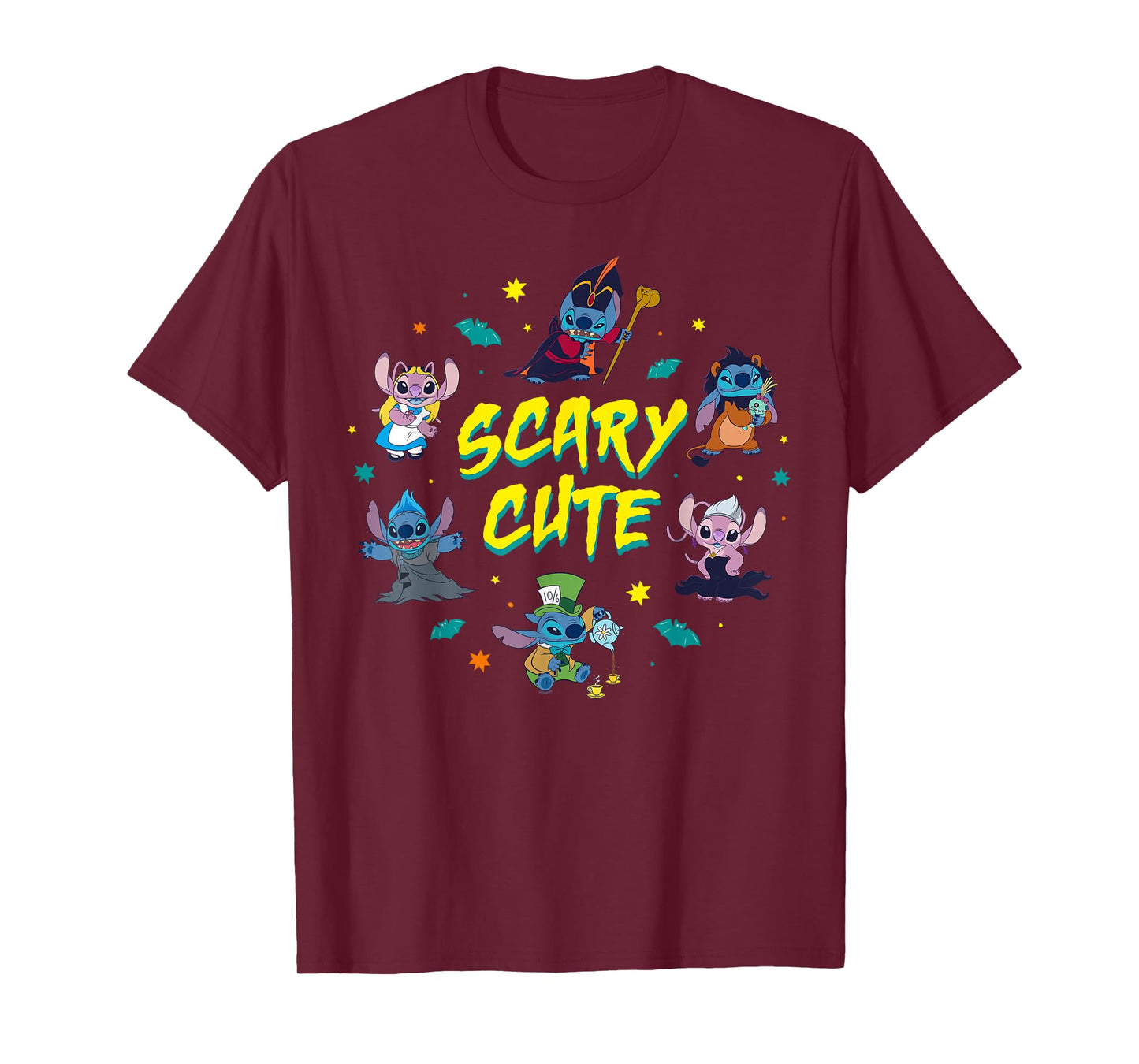 Disney Stitch & Angel Halloween Scary Cute Disney Costumes T-Shirt
