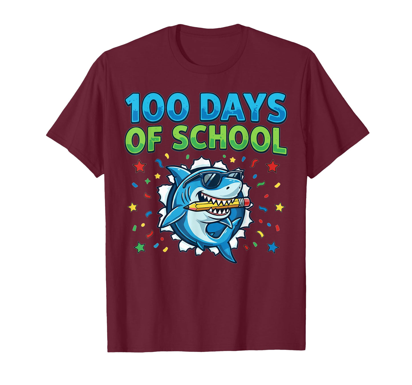 Happy 100 Days of School Shark Boys T-Shirt