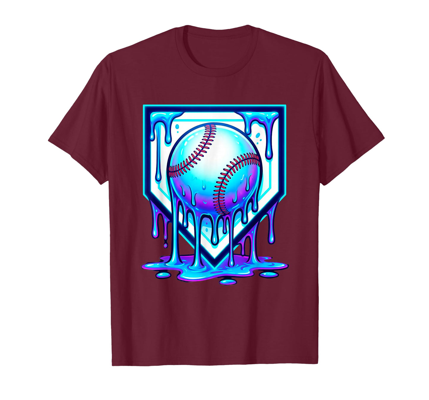 Baseball Drip Ice Cream Blue Glow Melt Ball Graphic T-Shirt