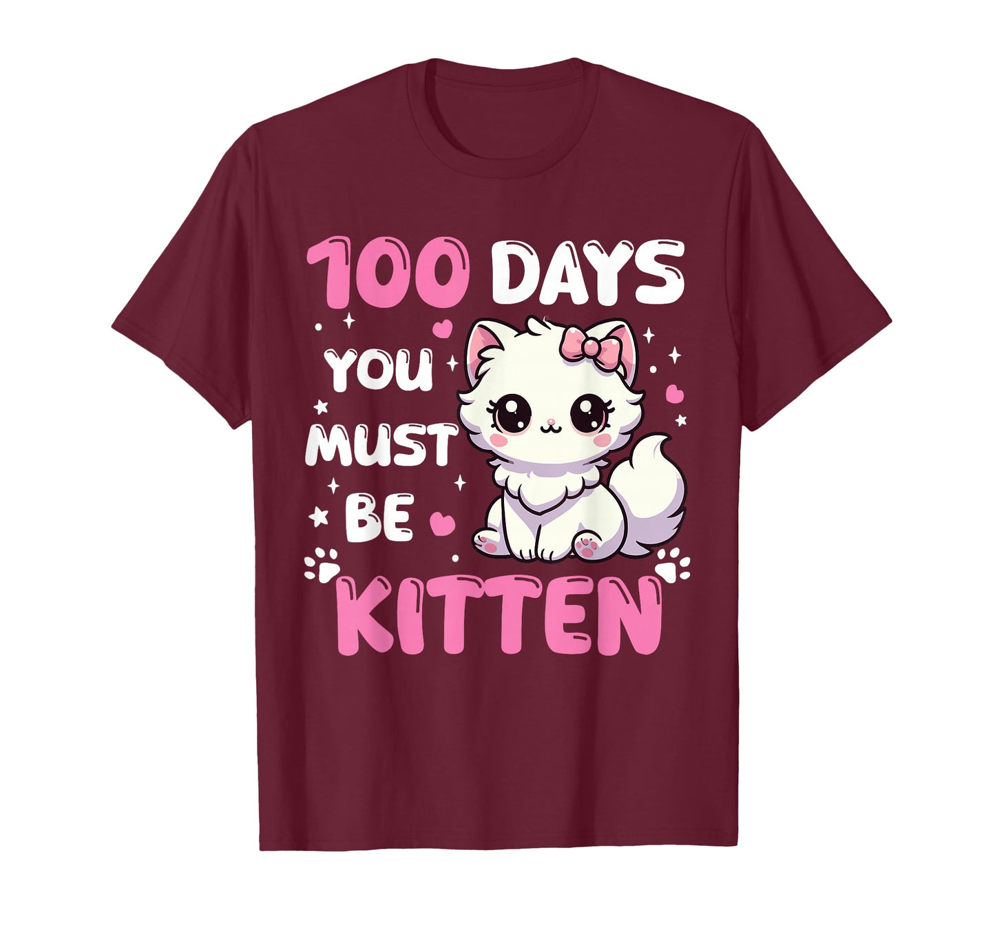 100 Days of School Kitten Cat 100th Day of School Girls T-Shirt