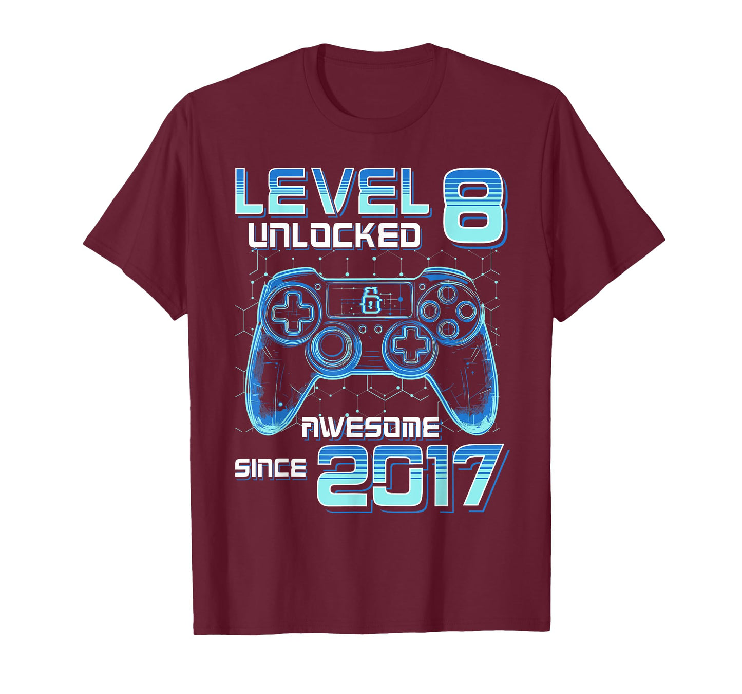 Level 8 Unlocked Video Game Party 8th Birthday Gamer Boys T-Shirt