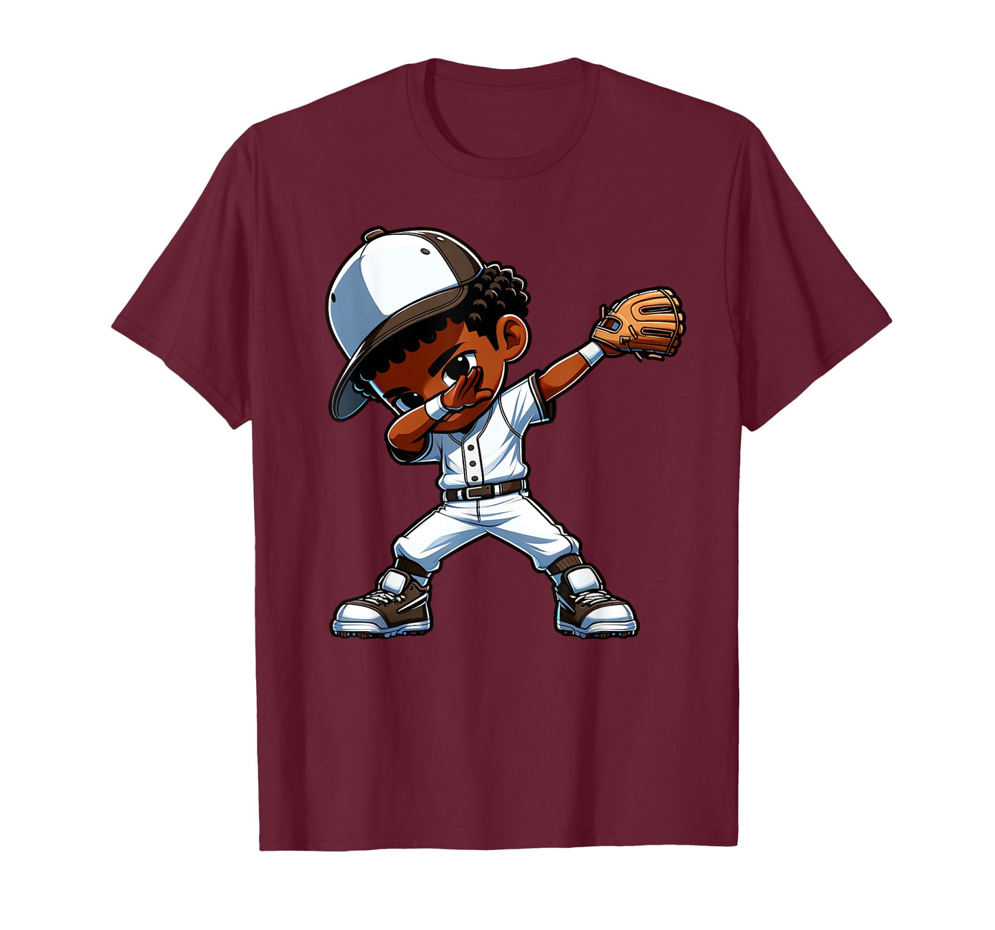 Funny Black Kid Dabbing Baseball Player Afro Boys Girls Kids T-Shirt