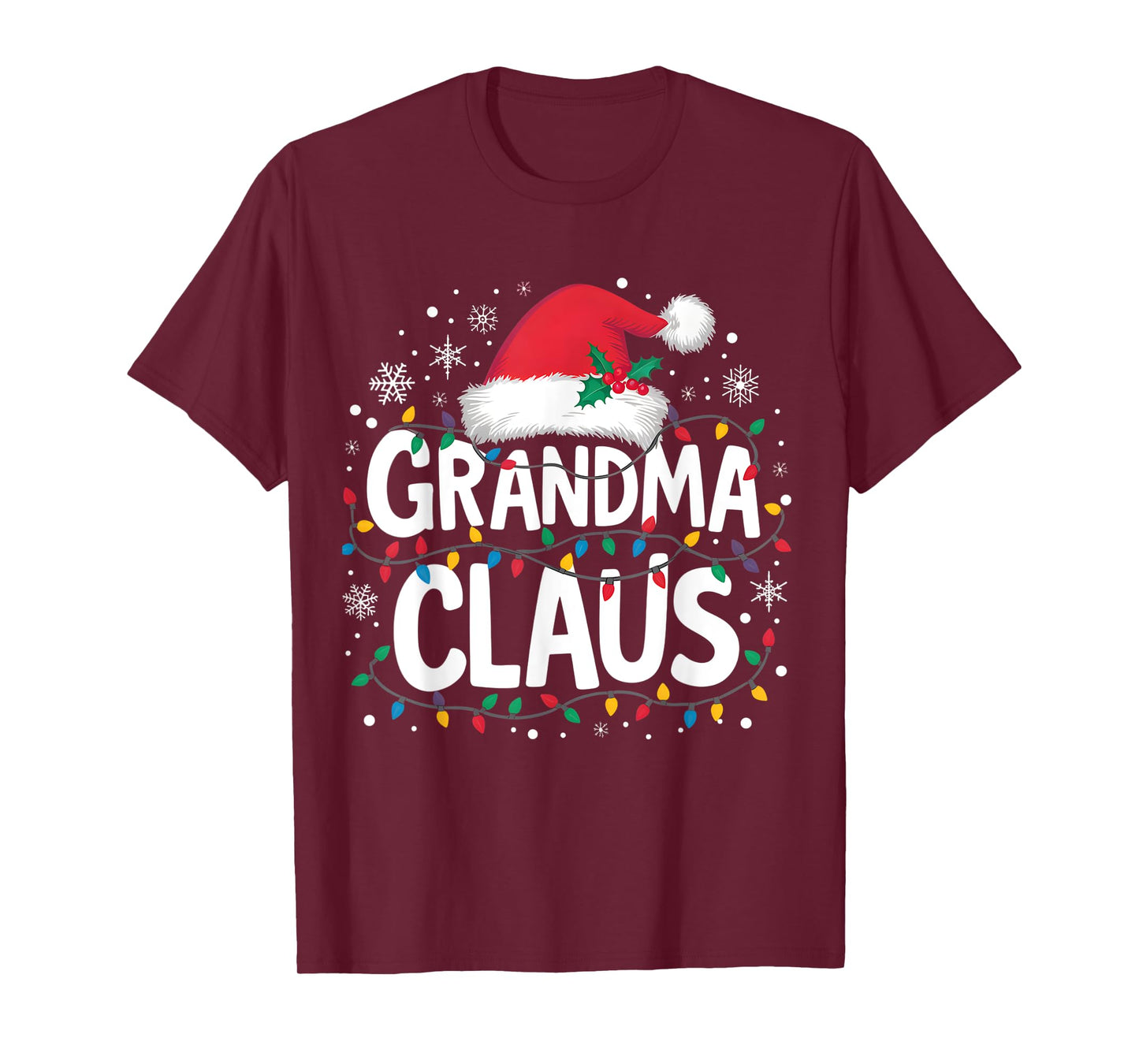 Grandma Claus Christmas Lights Santa Family Matching Women T-Shirt