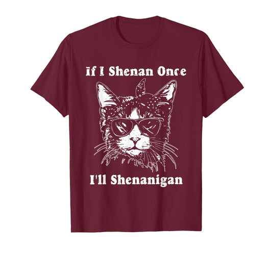 Cat Retro If I Shenan Once I'll Shenanigan Funny Christmas T-Shirt