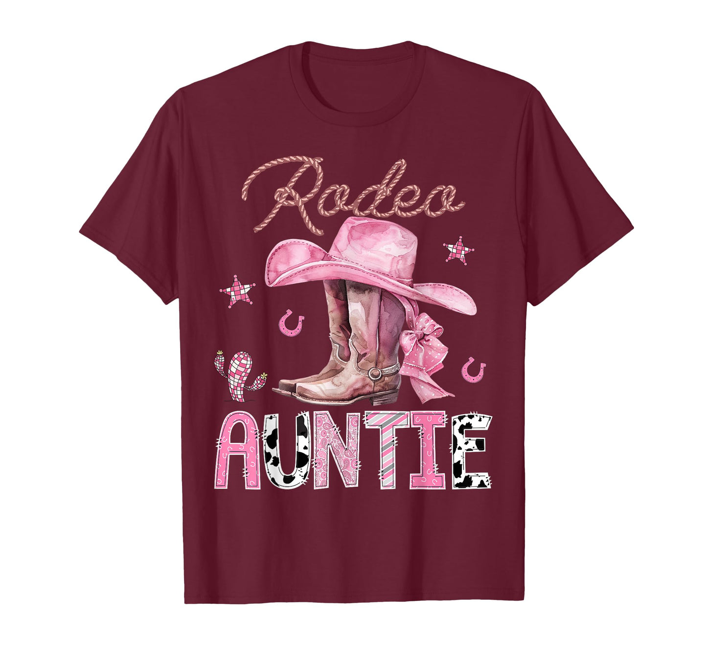 Rodeo Auntie Pink Boots Coquette CowGirl Birthday Party T-Shirt