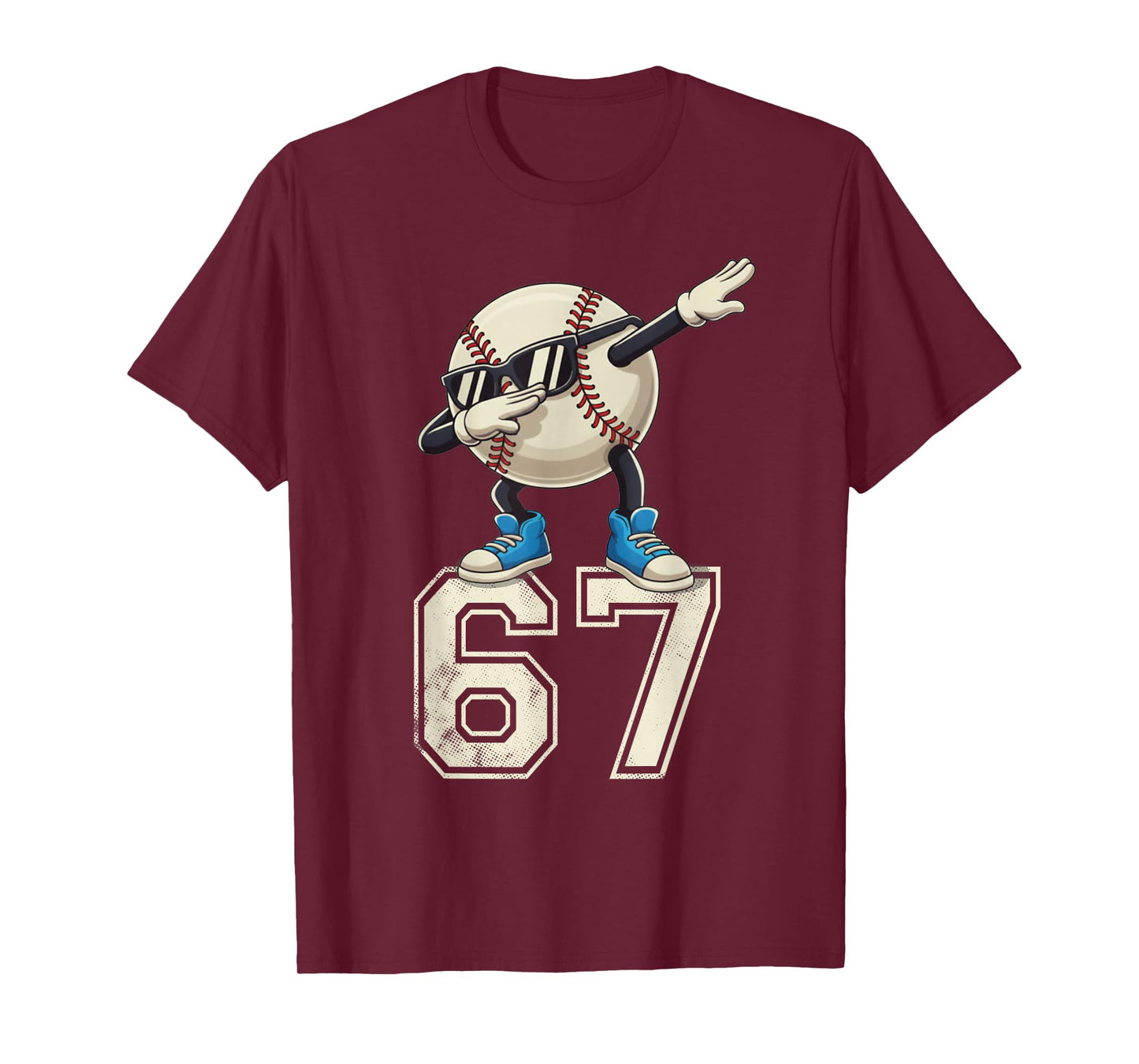 Boys Kids 67 Six Seven Sunglasses Dabbing Baseball Lover T-Shirt
