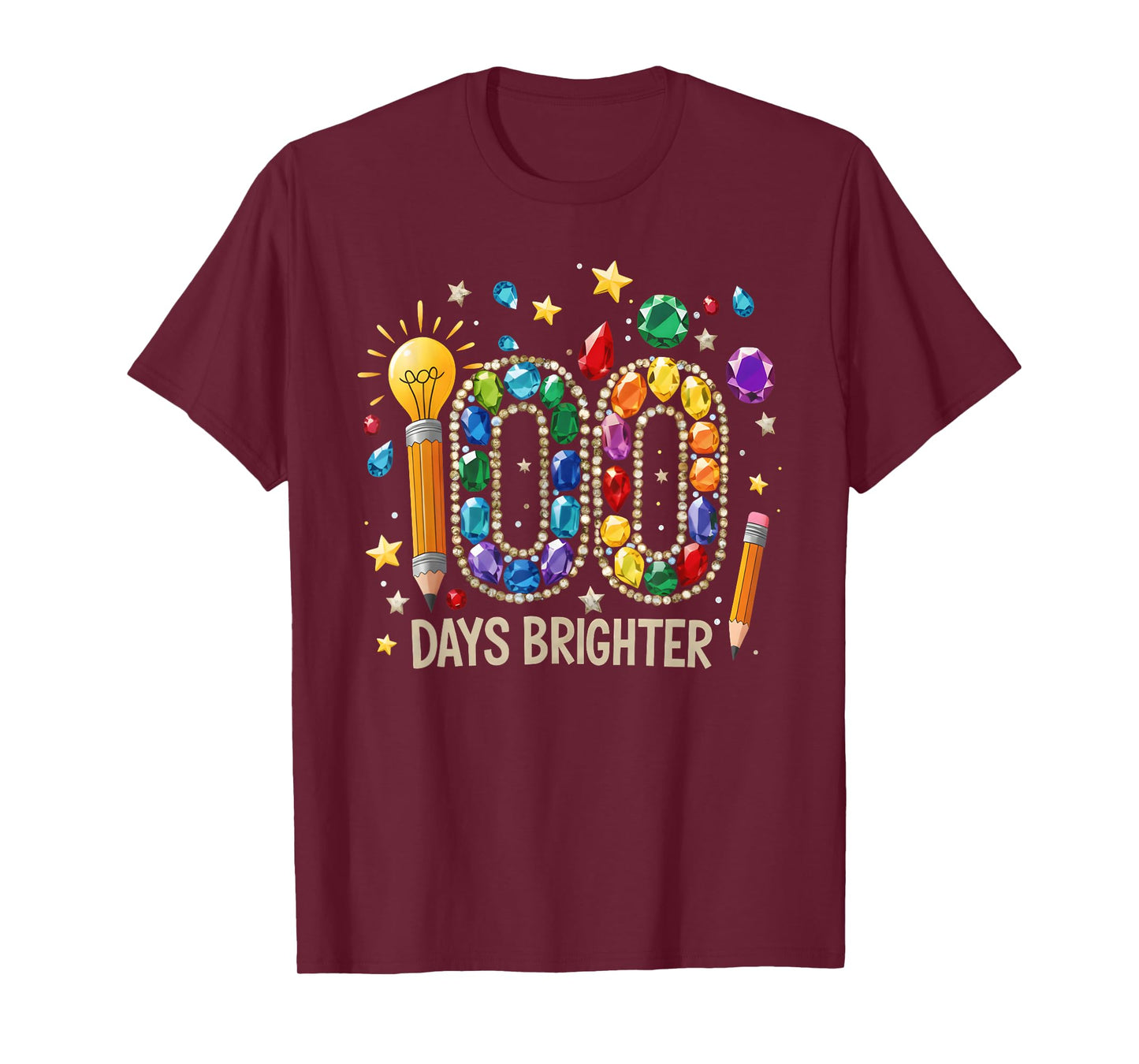 100 Days Brighter Happy 100 Days of School Teachers Kids T-Shirt