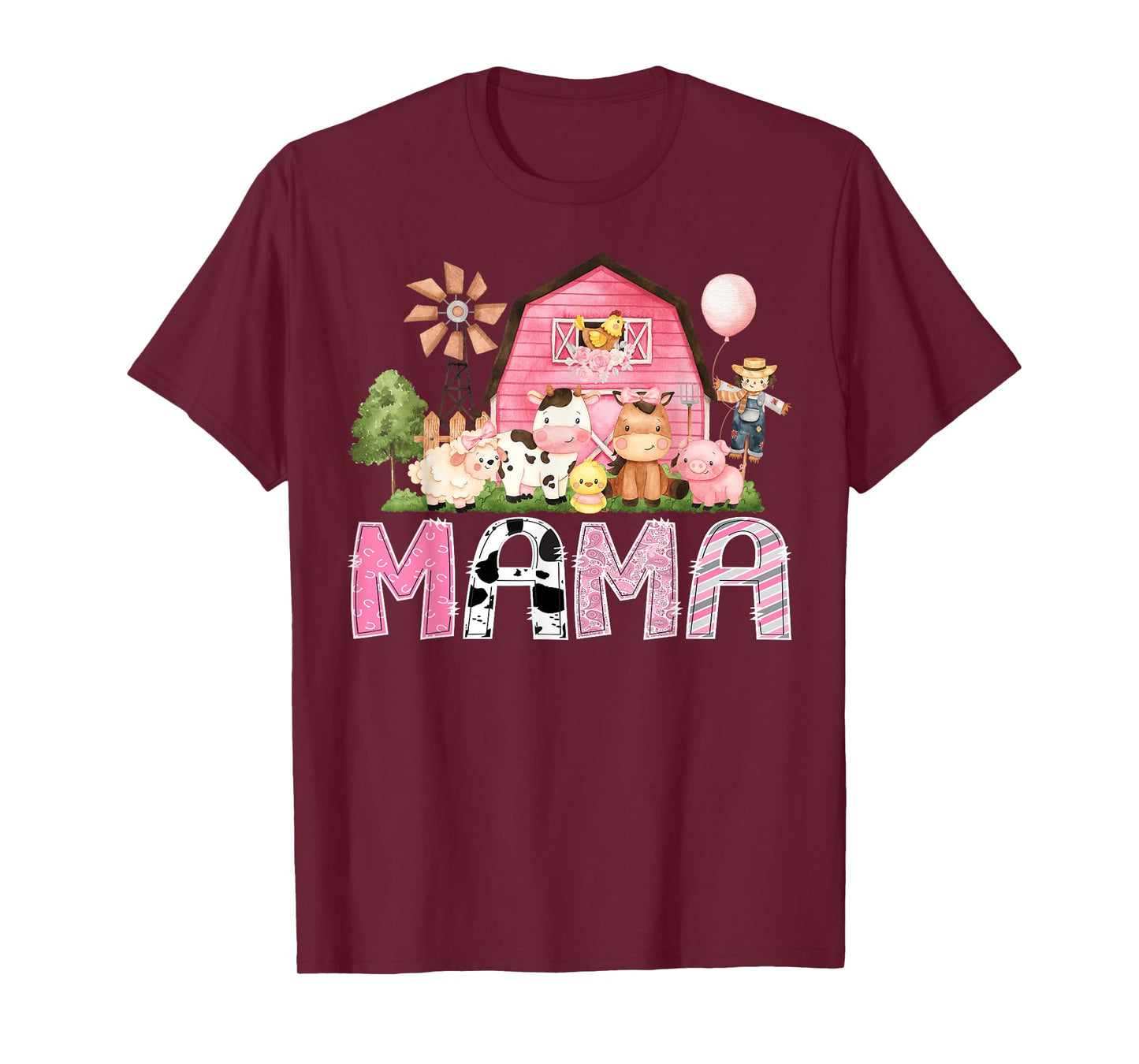 Mama Pink Farm Cow Birthday Girl Matching Family T-Shirt